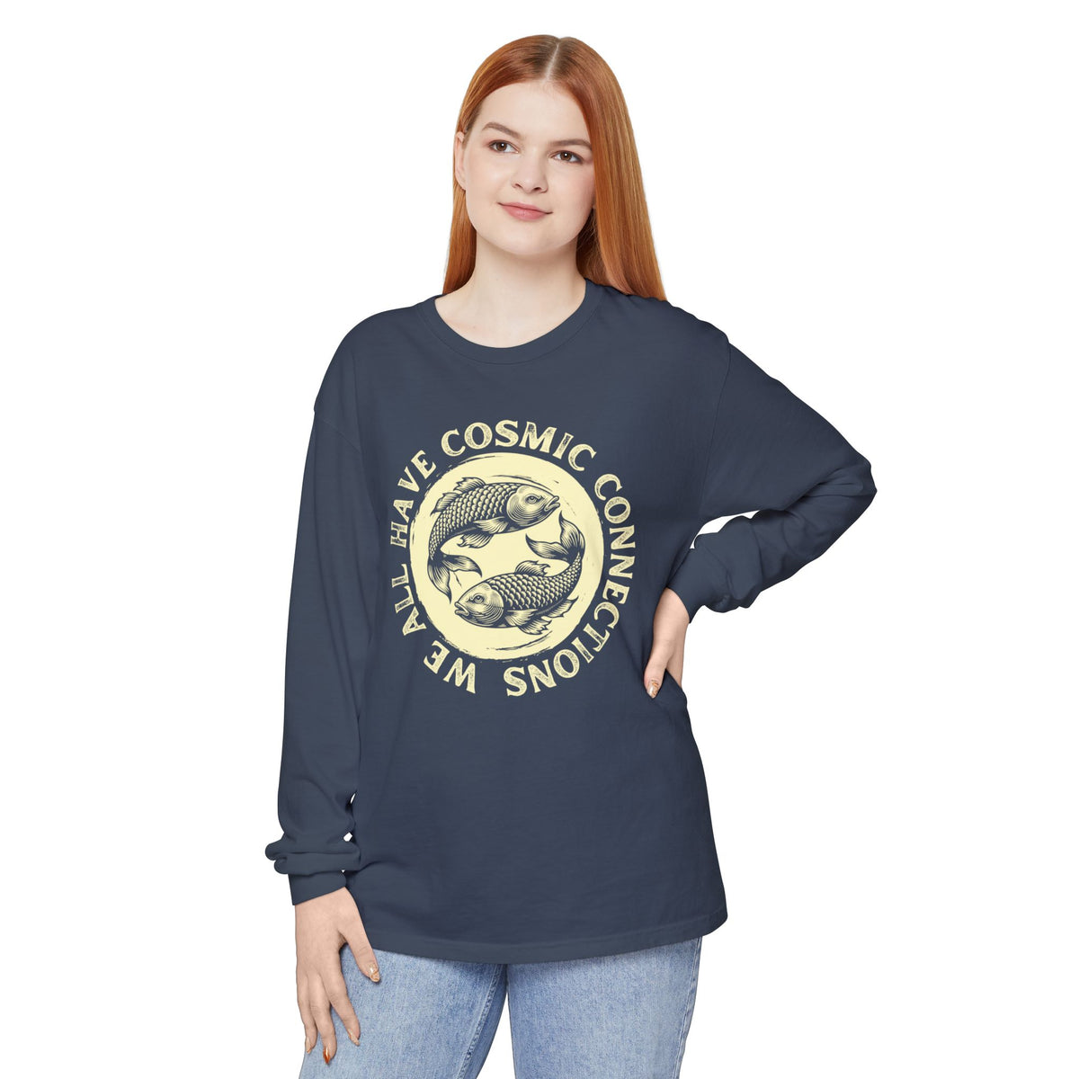 Cosmic Koi Fish We All Have Cosmic Connections Long Sleeve Comfort Colors® T-Shirt
