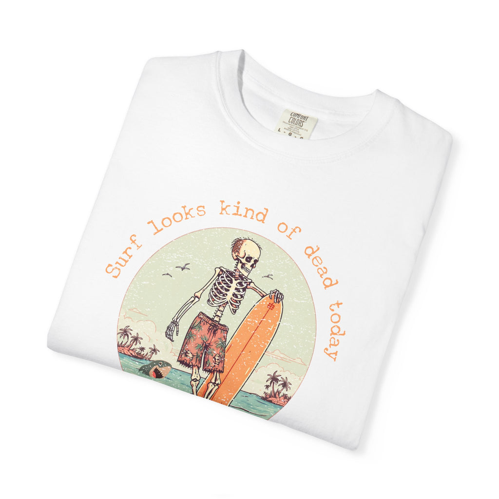 Copy of Skeleton Surfer T-Shirt — "Surf looks kind of dead today" Vintage Beach Tee