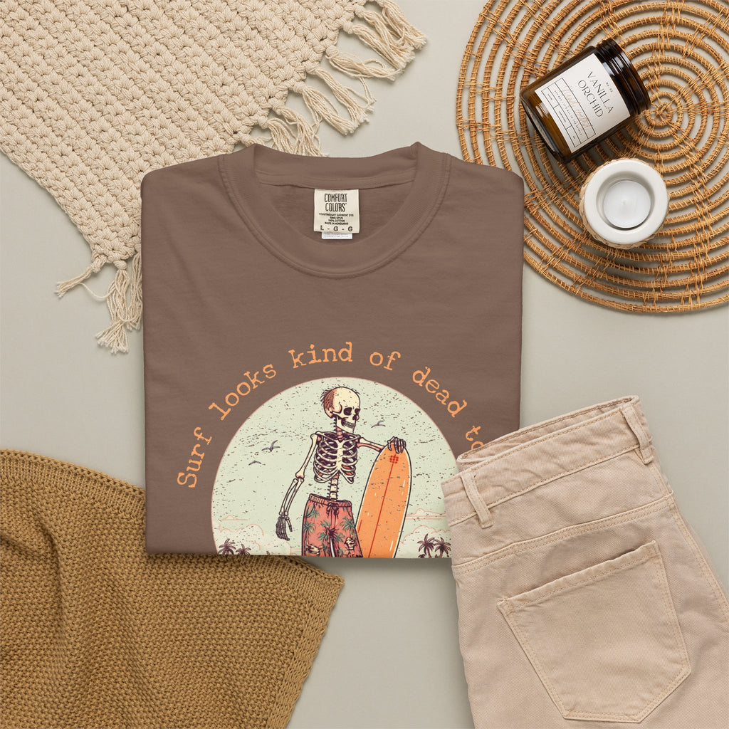 Copy of Skeleton Surfer T-Shirt — "Surf looks kind of dead today" Vintage Beach Tee