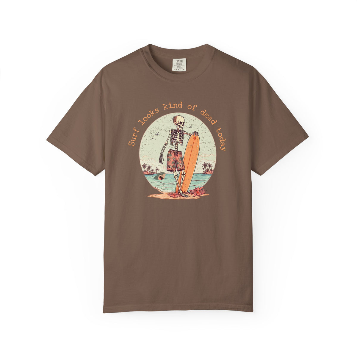 Skeleton Surfer T-Shirt — "Surf looks kind of dead today" Vintage Beach Tee