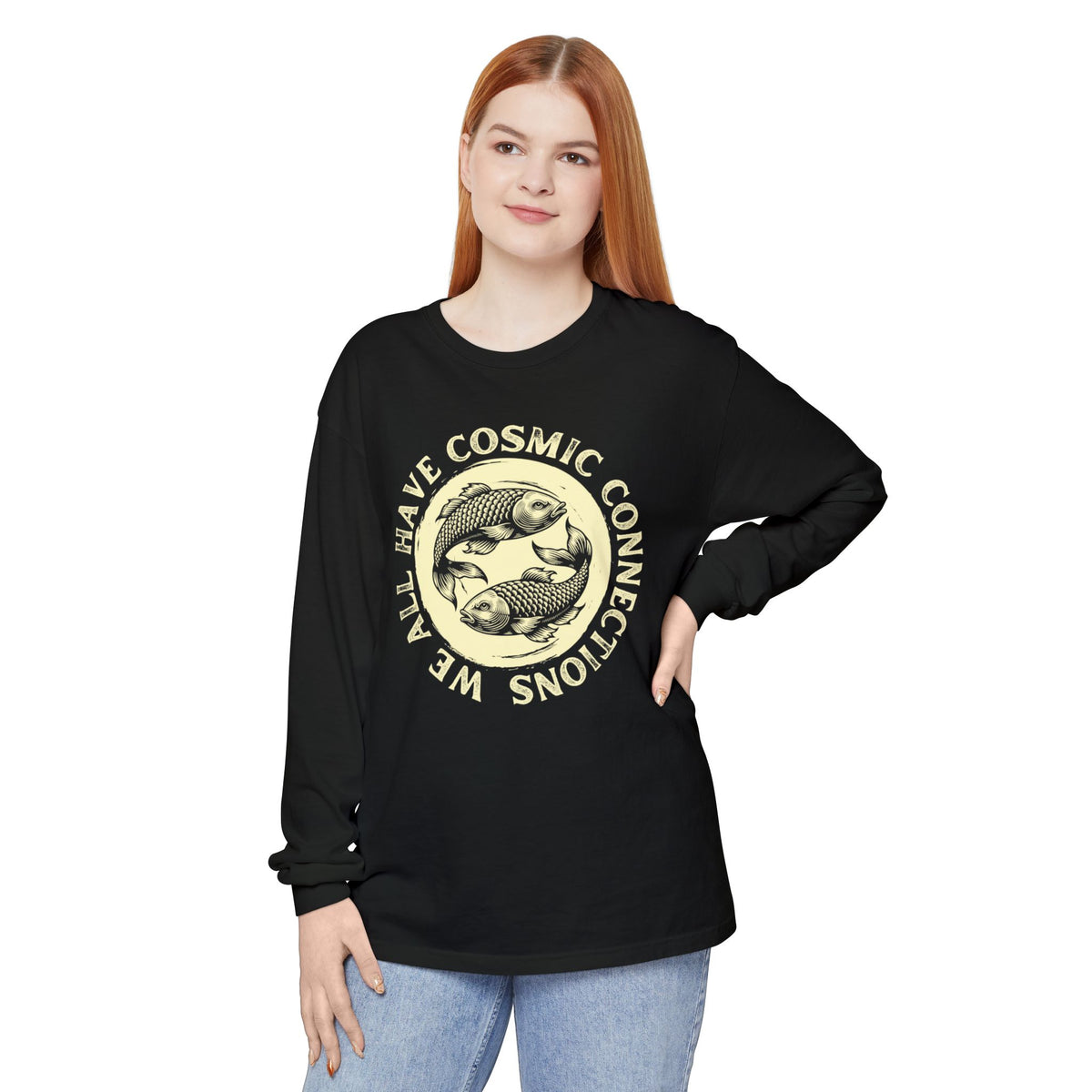 Cosmic Koi Fish We All Have Cosmic Connections Long Sleeve Comfort Colors® T-Shirt