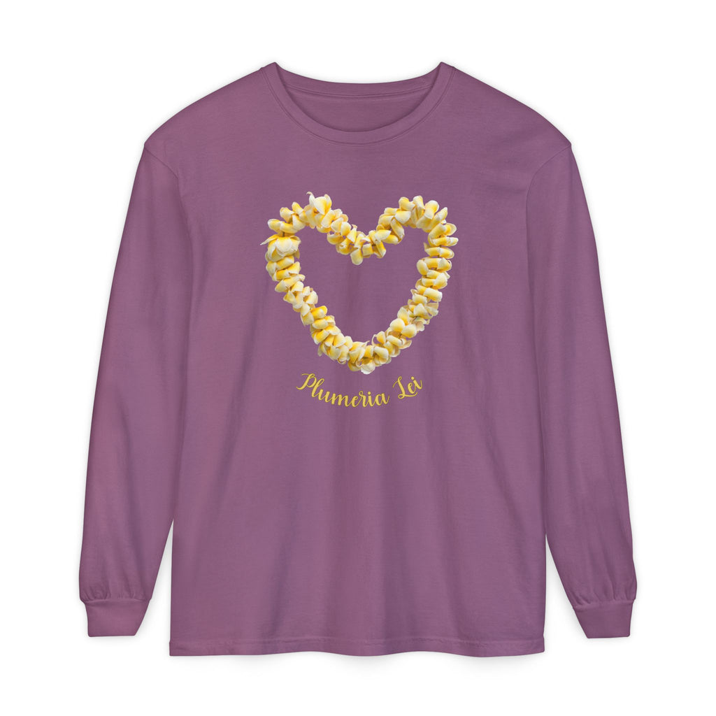 Plumeria Hawaiian Flower Lei Long Sleeve Tee Comfort Colors® garment dyed shirt