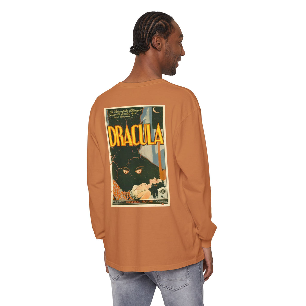 Vintage Dracula long sleeve t-shirt Comfort Colors Dracula poster style shirt Unisex Garment-dyed Long Sleeve T-Shirt