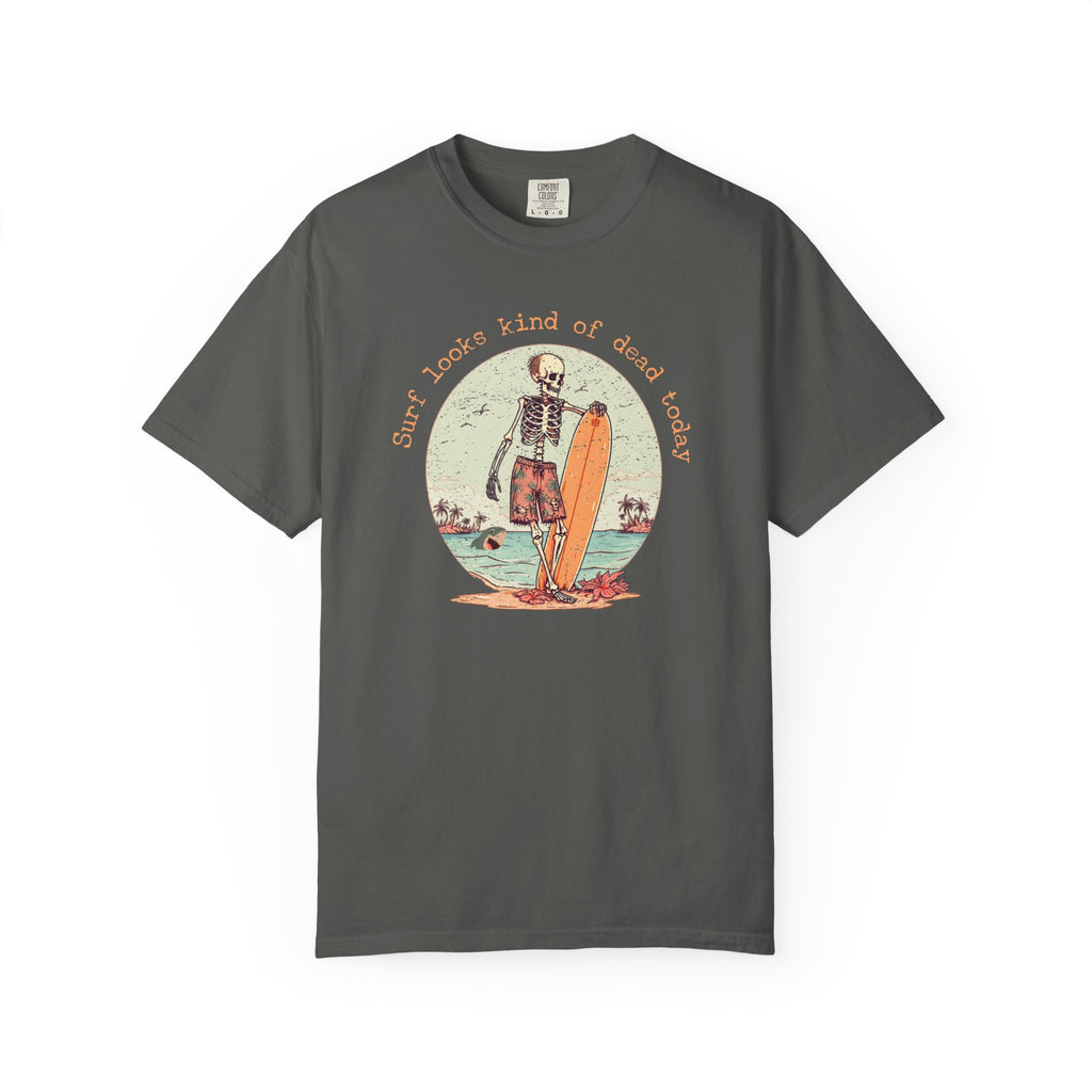 Copy of Skeleton Surfer T-Shirt — "Surf looks kind of dead today" Vintage Beach Tee