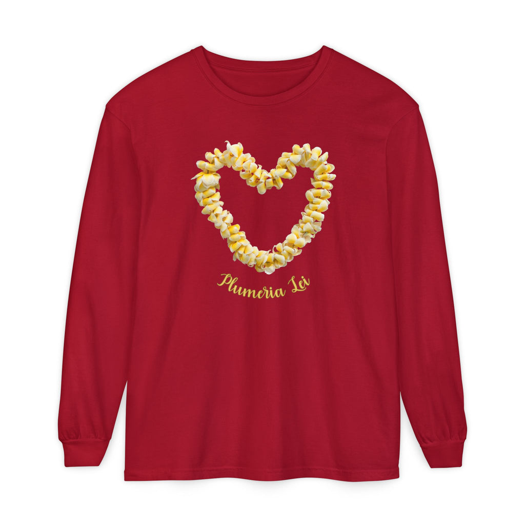 Plumeria Hawaiian Flower Lei Long Sleeve Tee Comfort Colors® garment dyed shirt