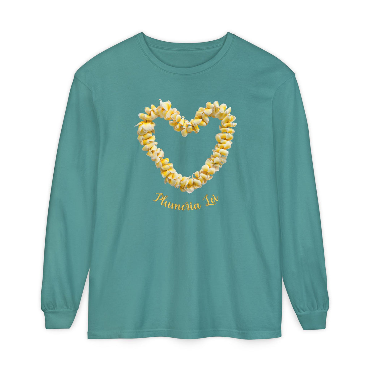 Plumeria Hawaiian Flower Lei Long Sleeve Tee Comfort Colors® garment dyed shirt
