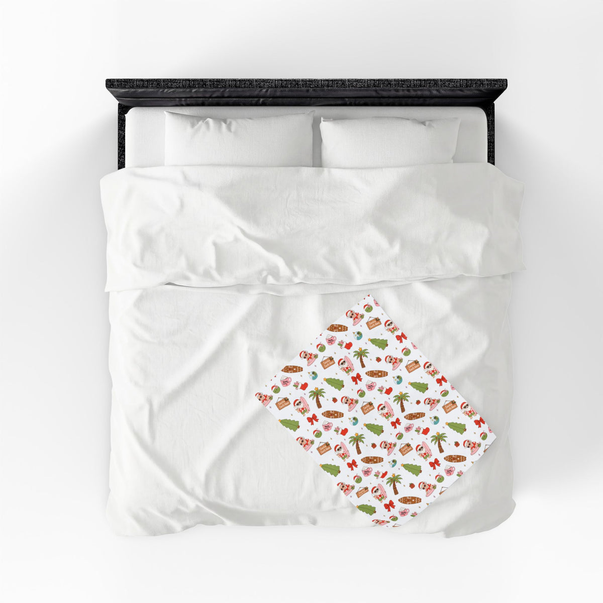 Holiday Surf Santa Velveteen Plush Blanket — Tropical Christmas Throw