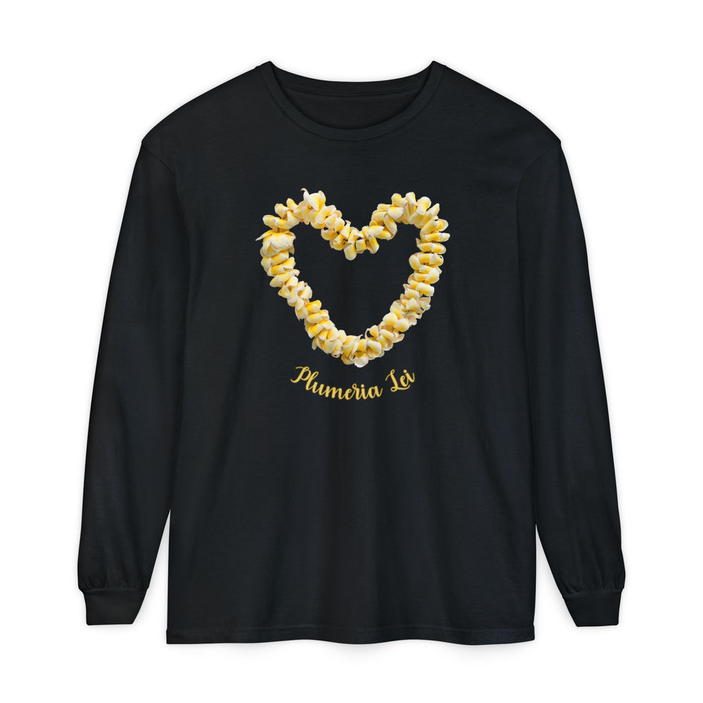 Plumeria Hawaiian Flower Lei Long Sleeve Tee Comfort Colors® garment dyed shirt