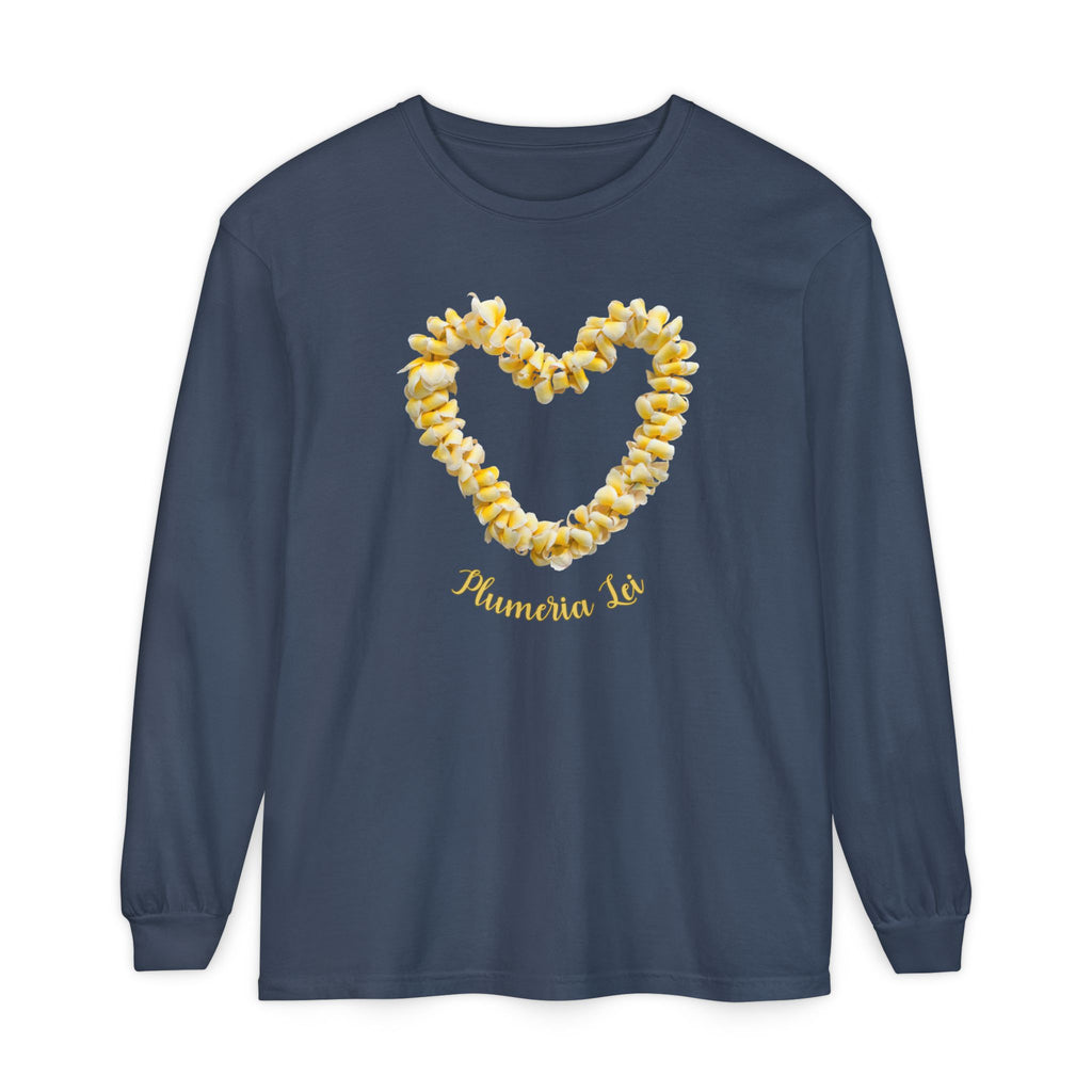 Plumeria Hawaiian Flower Lei Long Sleeve Tee Comfort Colors® garment dyed shirt