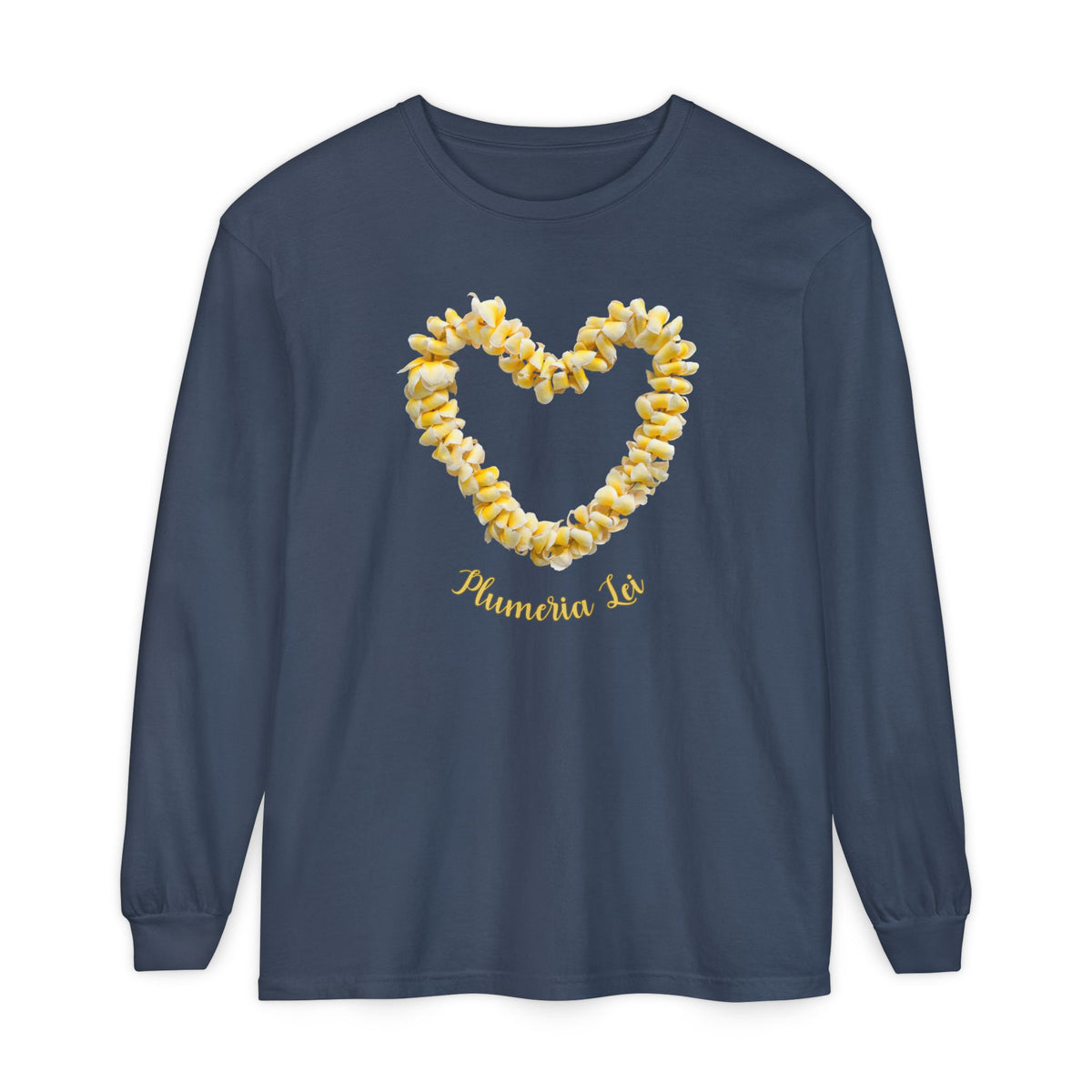 Plumeria Hawaiian Flower Lei Long Sleeve Tee Comfort Colors® garment dyed shirt