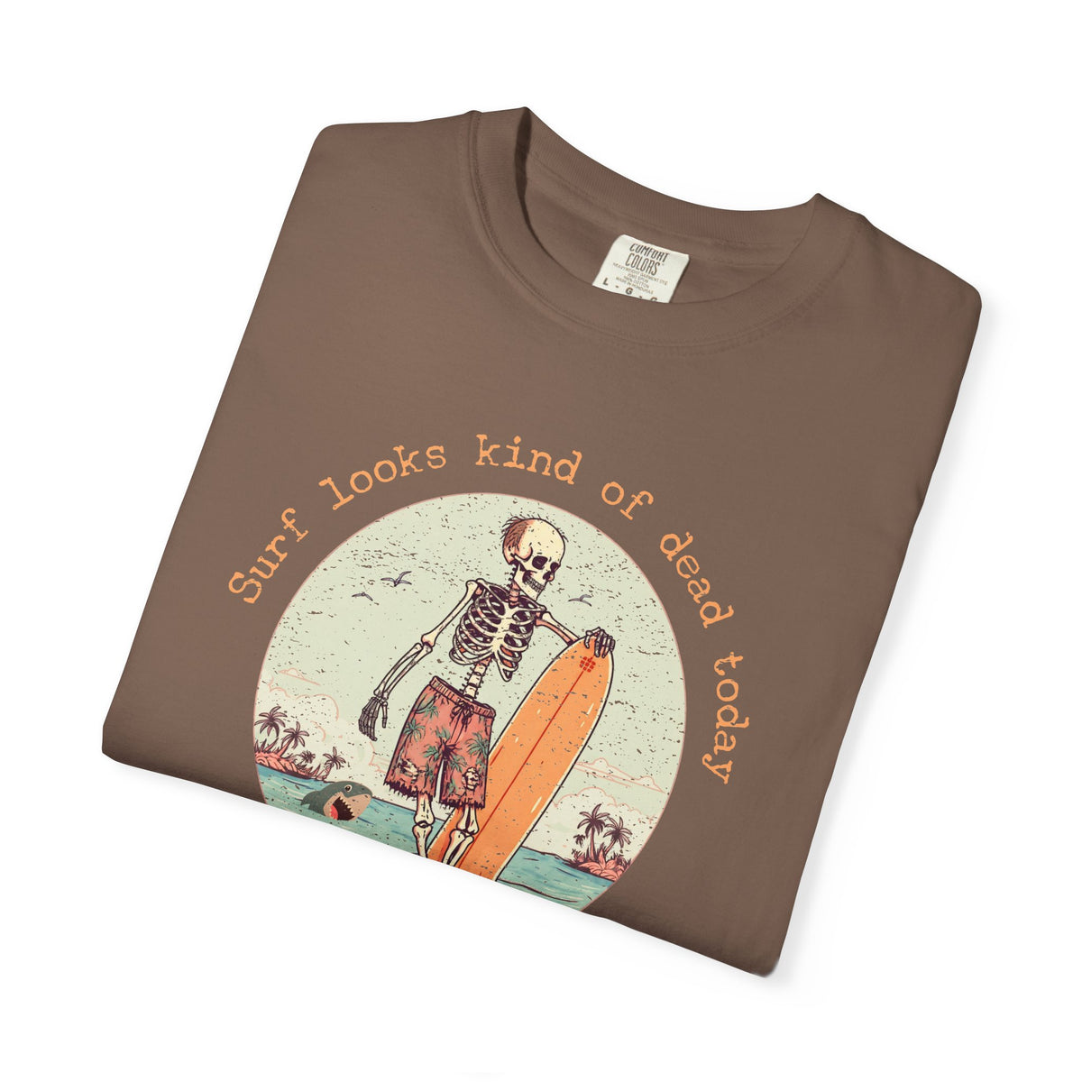 Skeleton Surfer T-Shirt — "Surf looks kind of dead today" Vintage Beach Tee