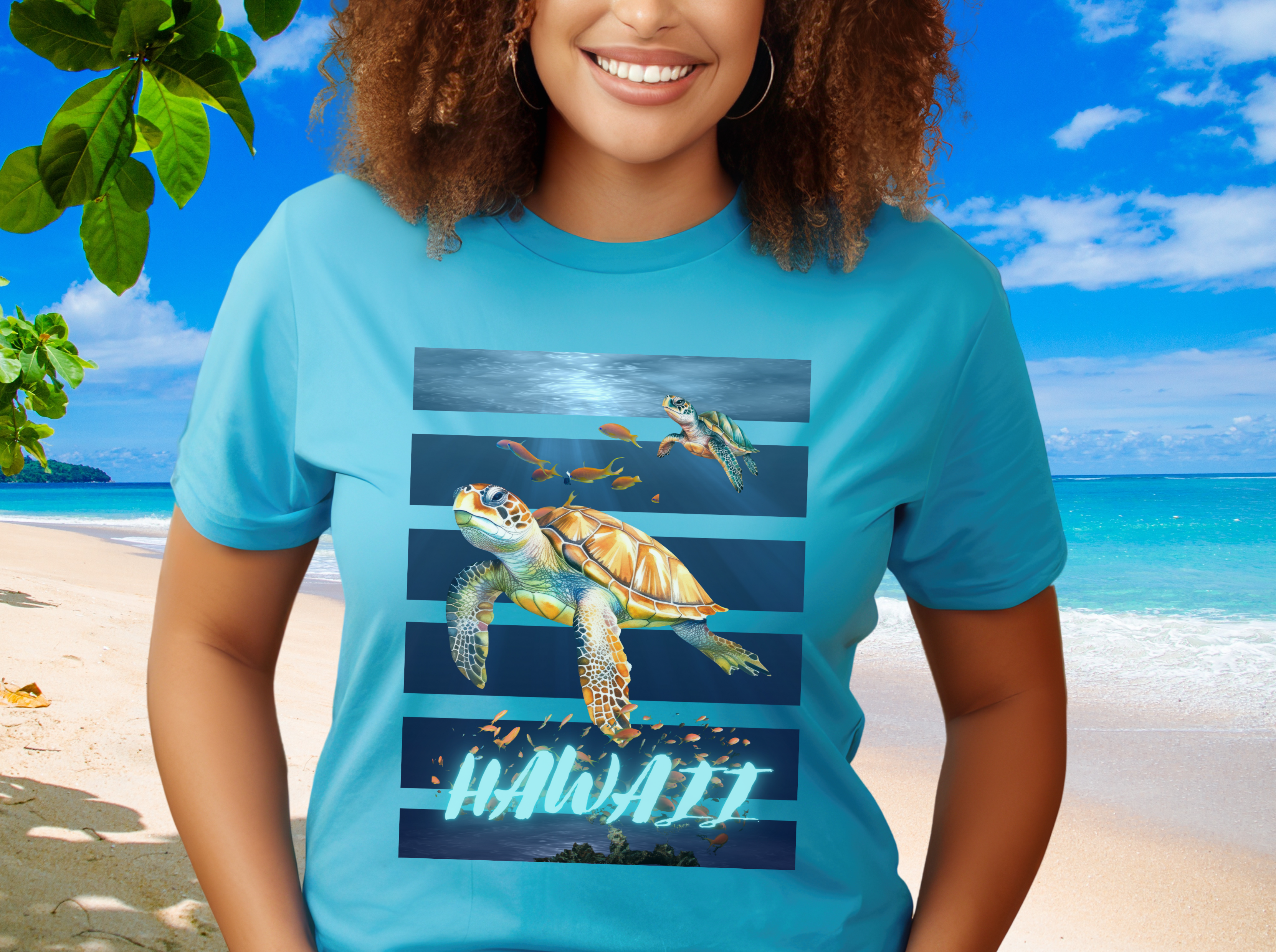 Hawaii Sea Turtles Tshirt, realistic looking turtles floating in ocean design , unisex sizes