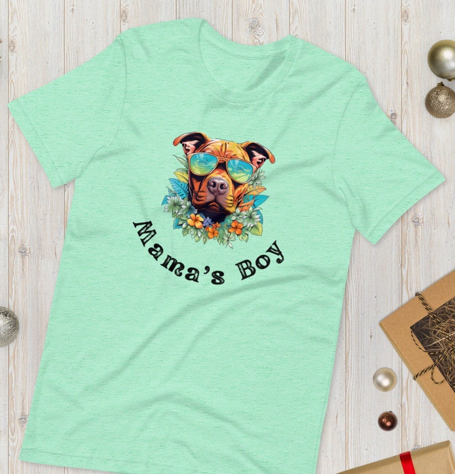 Funny Dog T-Shirt, Tropical Pit Bull Sunglasses, Dog Mama Gift