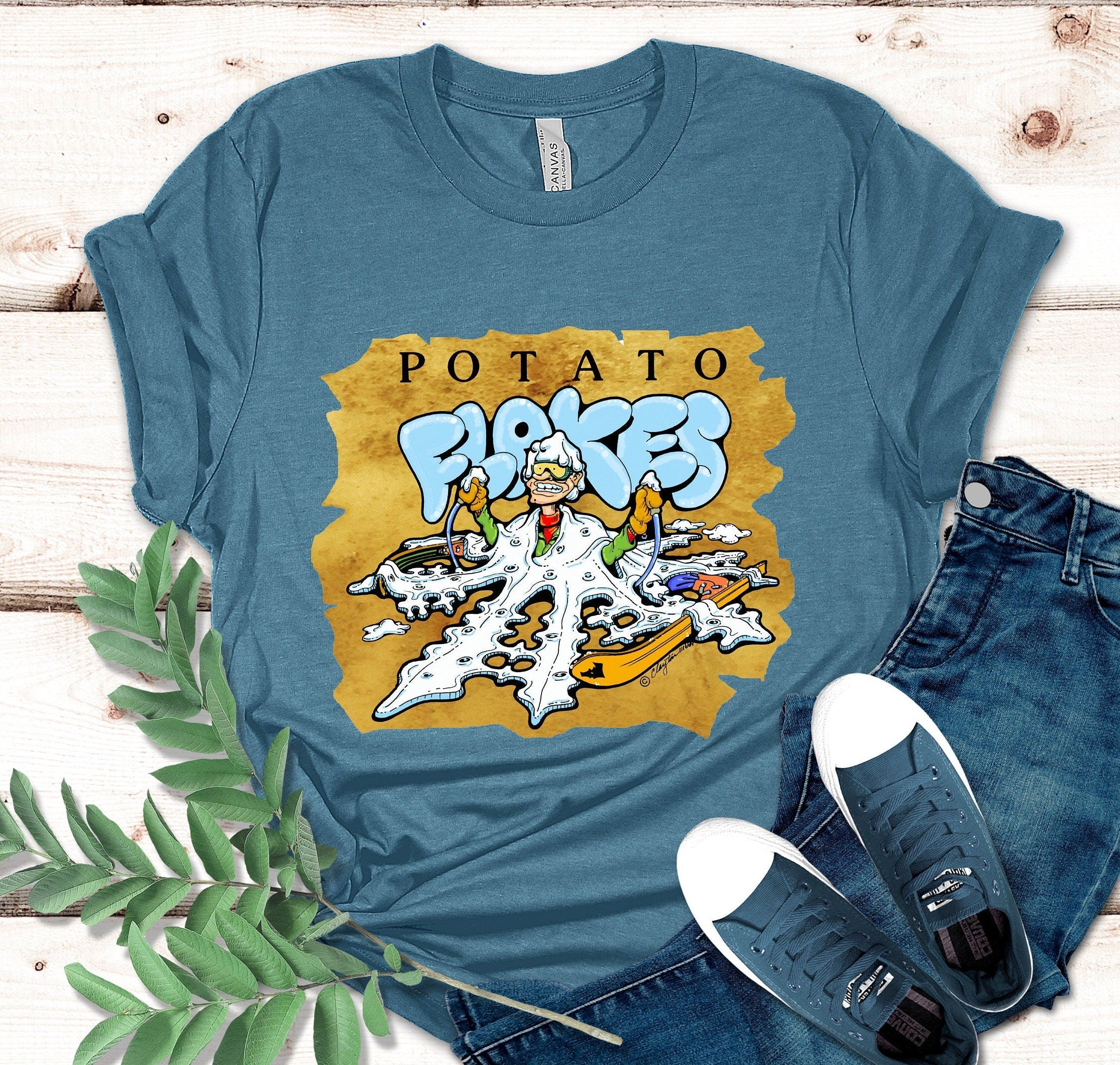 Funny Idaho Potato Cartoon Shirt: Vintage Spud Art Tee