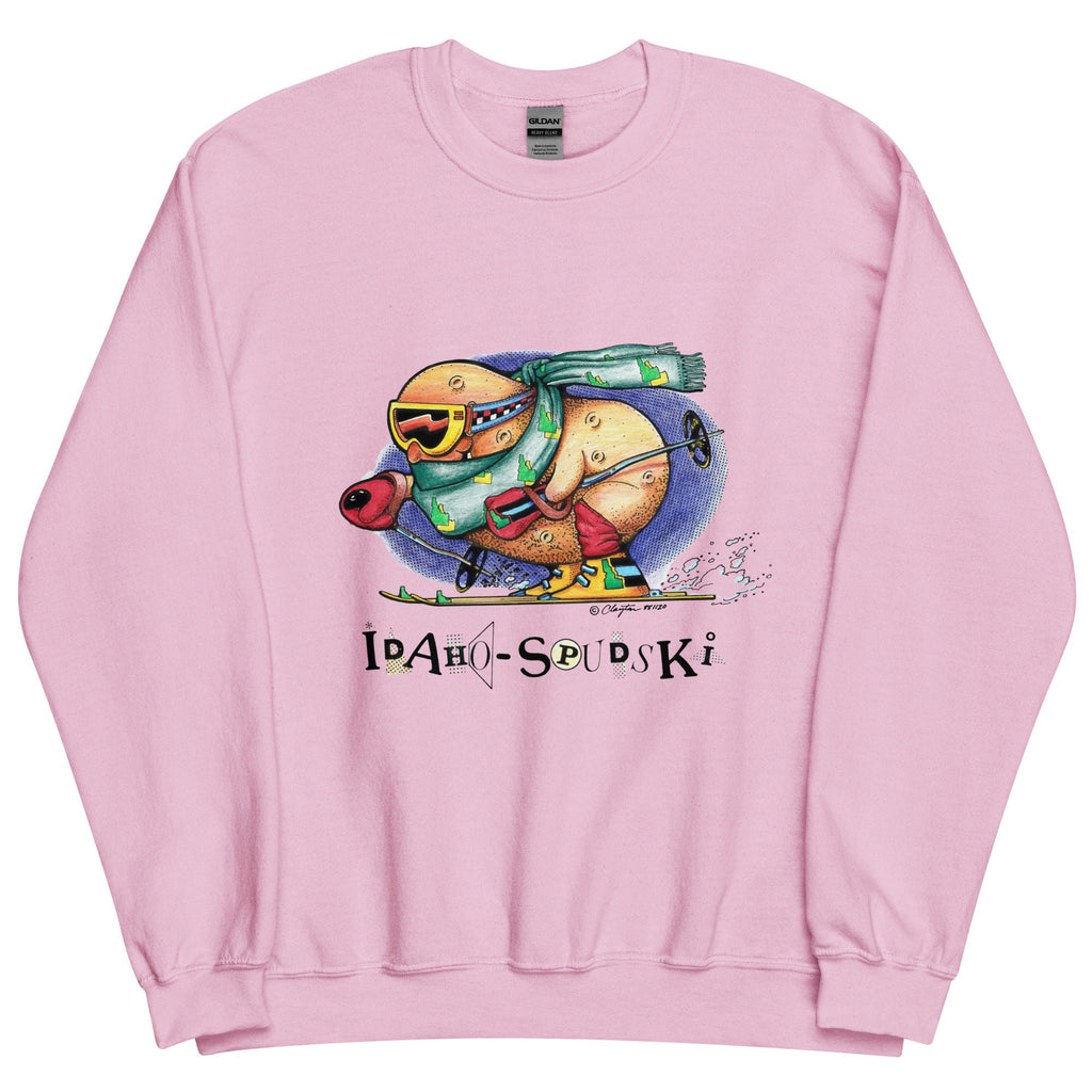 Idaho Potato Skiing Sweatshirt: Vintage Spudski Art