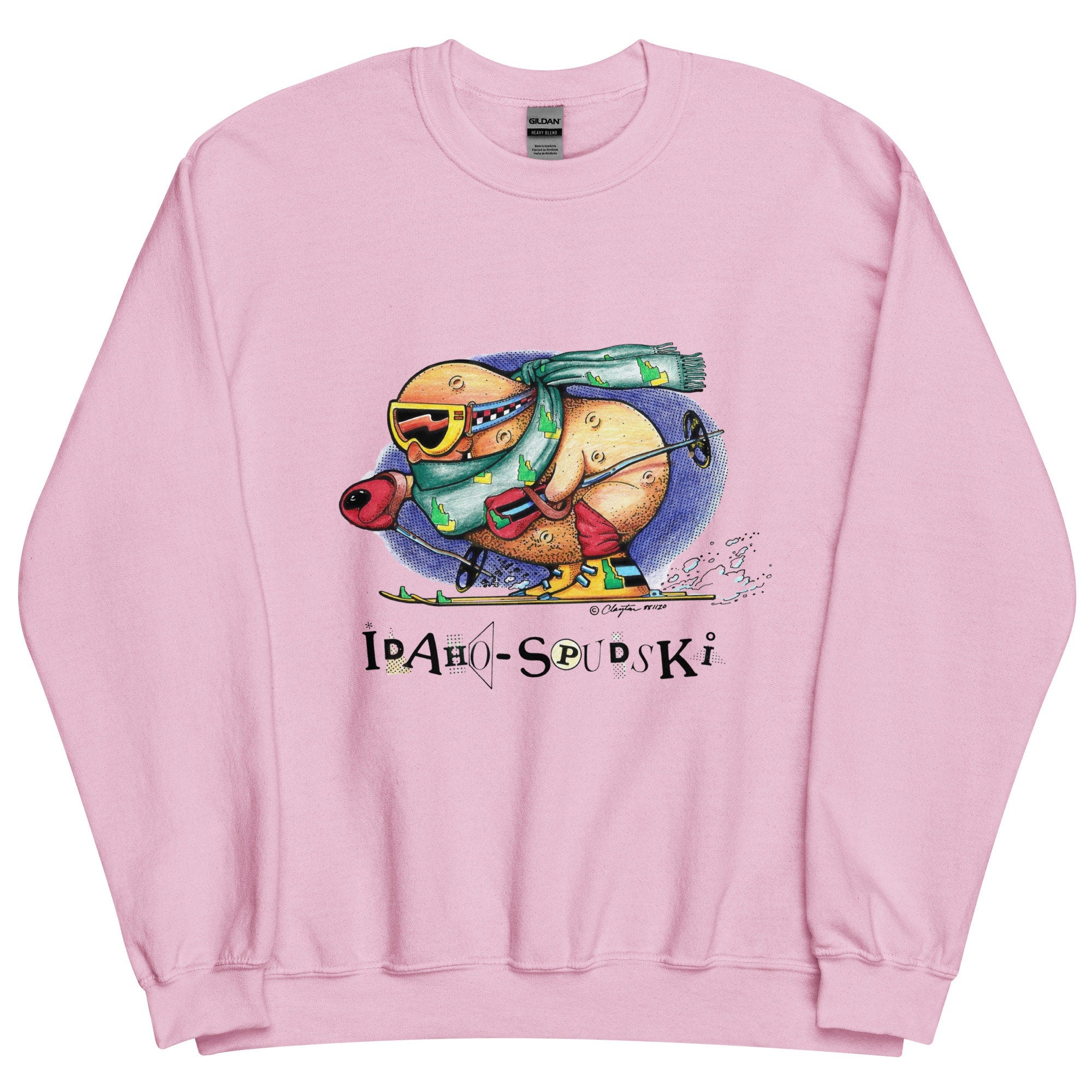 Idaho Potato Skiing Sweatshirt: Vintage Spudski Art