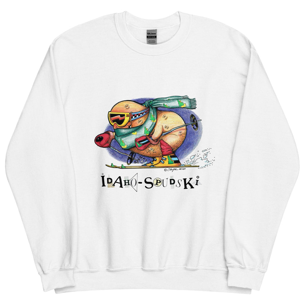 Idaho Potato Skiing Sweatshirt: Vintage Spudski Art