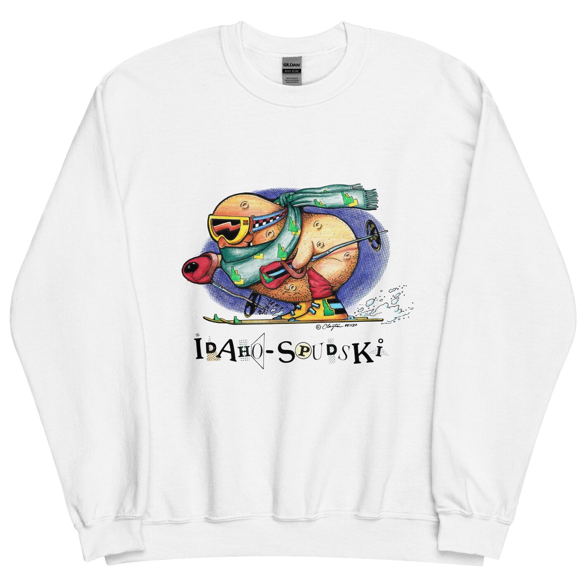 Idaho Potato Skiing Sweatshirt: Vintage Spudski Art