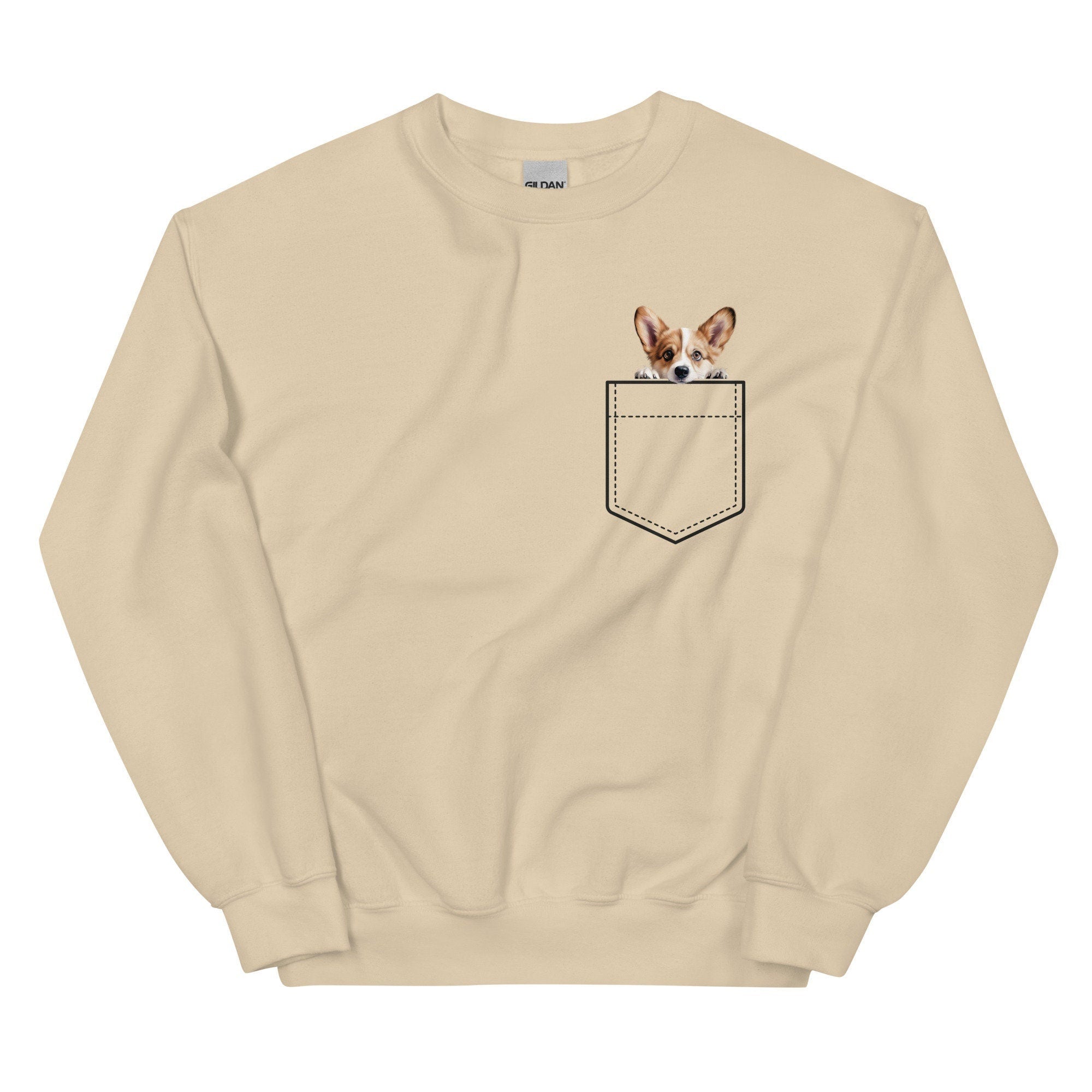 Personalized Corgi Pocket Sweatshirt, Dog Lover Gift