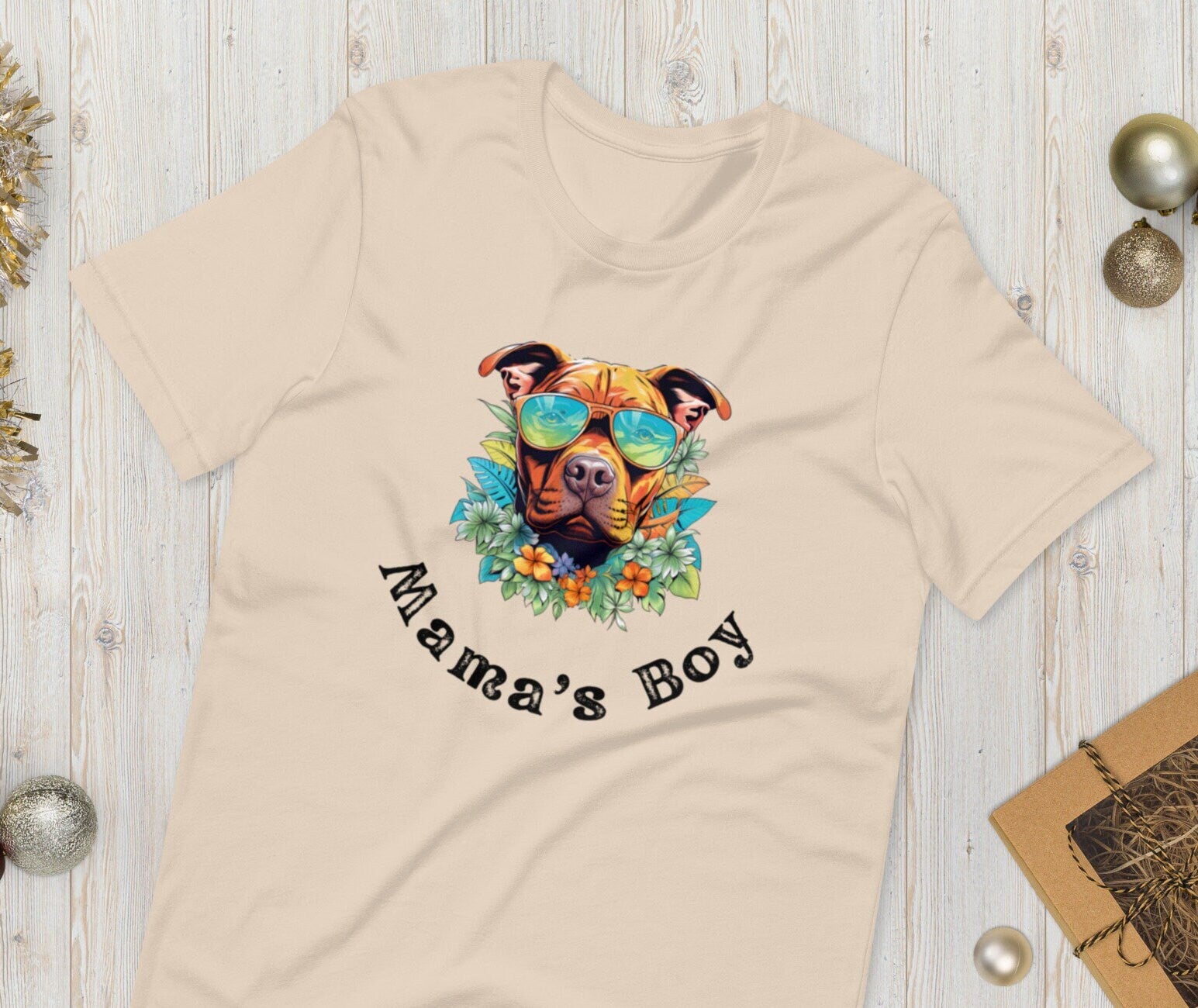 Funny Dog T-Shirt, Tropical Pit Bull Sunglasses, Dog Mama Gift