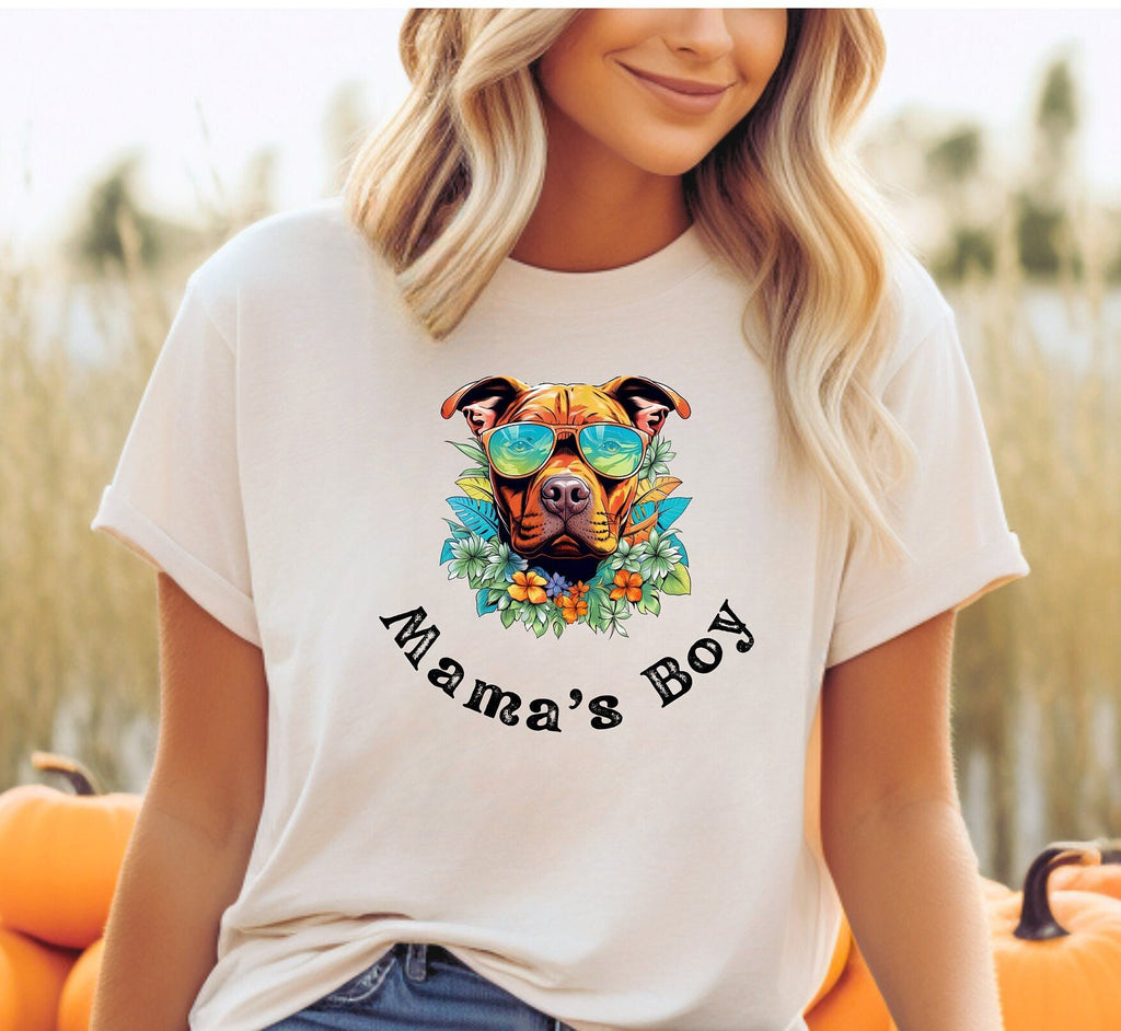 Funny Dog T-Shirt, Tropical Pit Bull Sunglasses, Dog Mama Gift