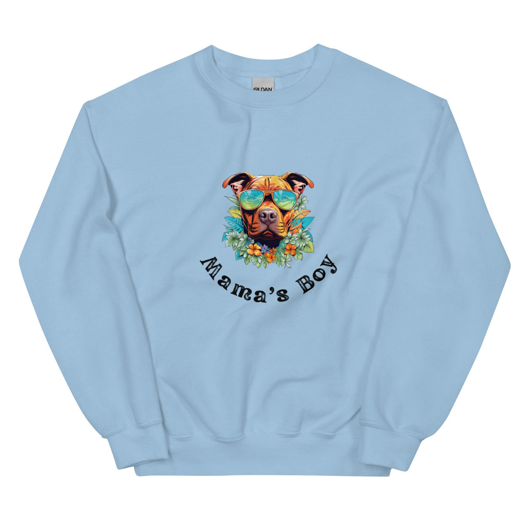 Dog Mama Sweatshirt: Tropical Bully Dog with Sunglasses