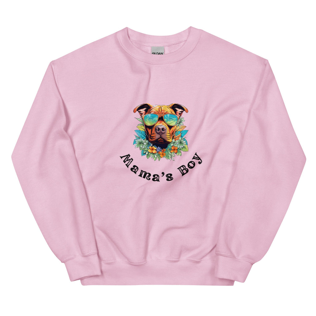 Dog Mama Sweatshirt: Tropical Bully Dog with Sunglasses