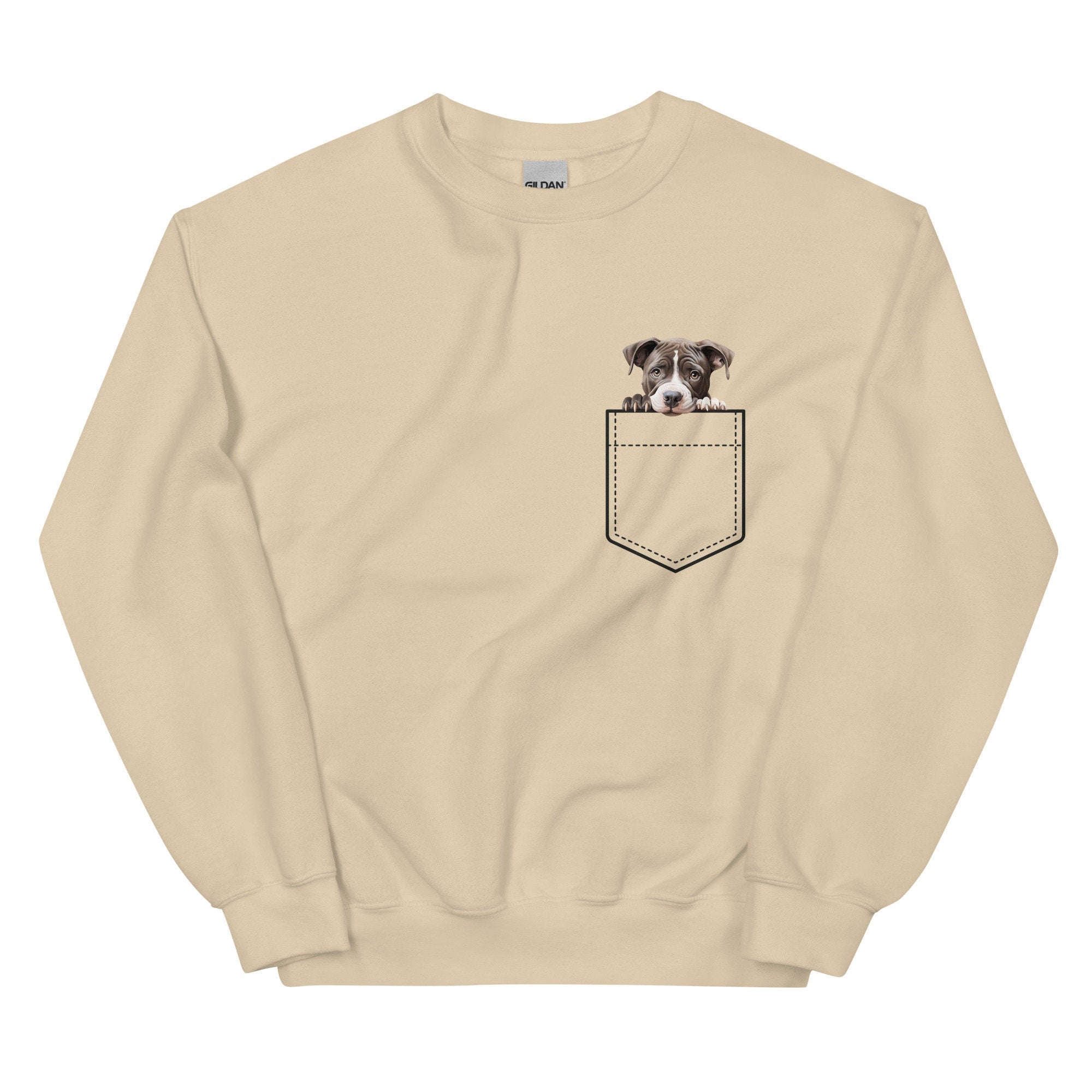 Personalized Pit Bull Sweatshirt: Puppy Pocket, Bully Mom/Dad Gift