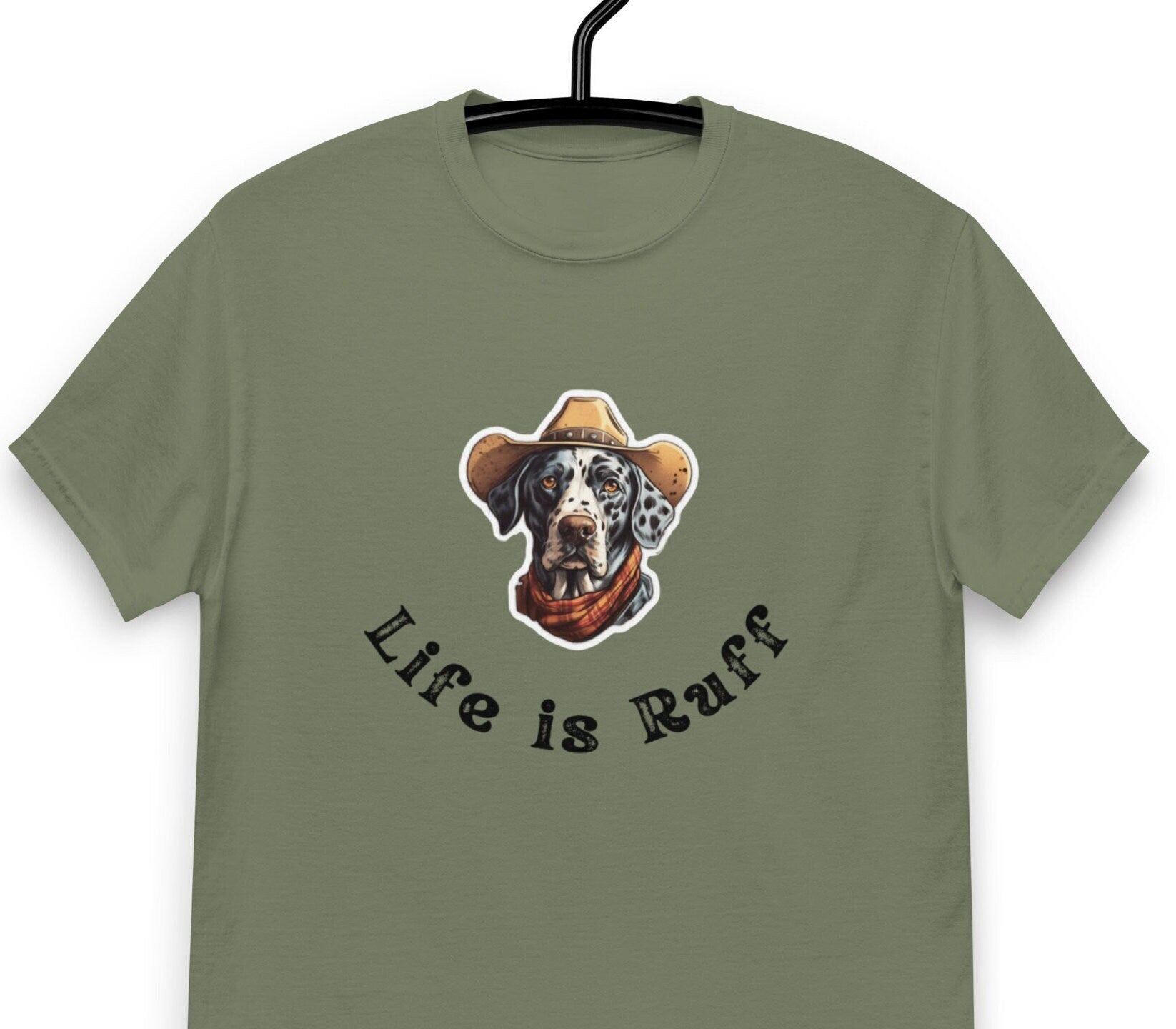 Funny Dog Cowboy T-Shirt: "Life is Ruff" Slogan