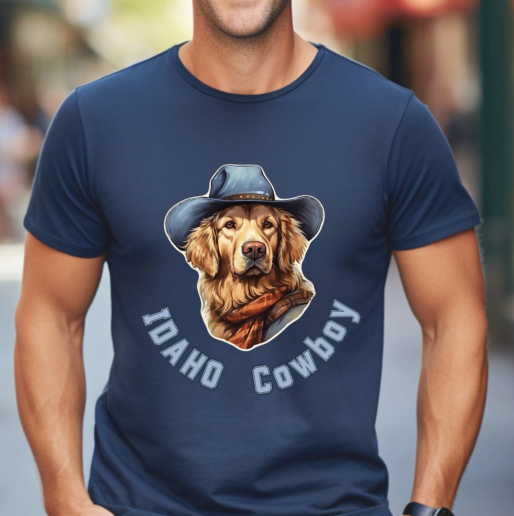 Idaho Cowboy Dog T-Shirt: Funny Western Golden Retriever Tee