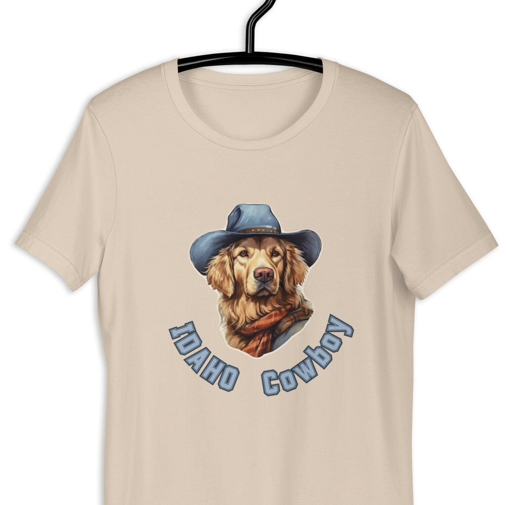 Idaho Cowboy Dog T-Shirt: Funny Western Golden Retriever Tee