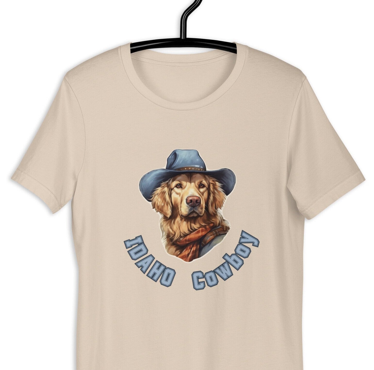 Idaho Cowboy Dog T-Shirt: Funny Western Golden Retriever Tee