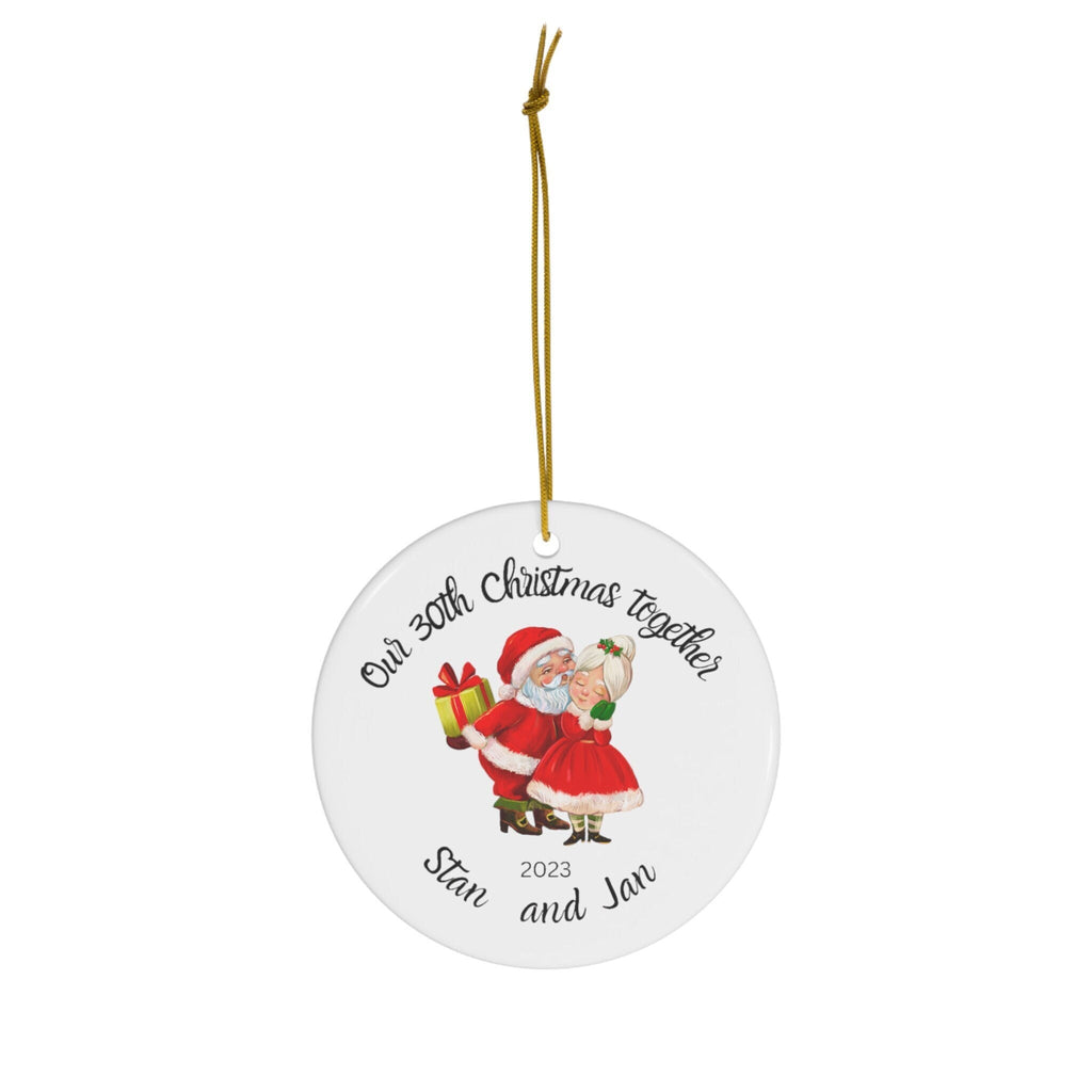 Personalized Christmas Ornament, 30th Christmas Together, cute couple ornament 30th anniversary ornament, ceramic Christmas ornament couple