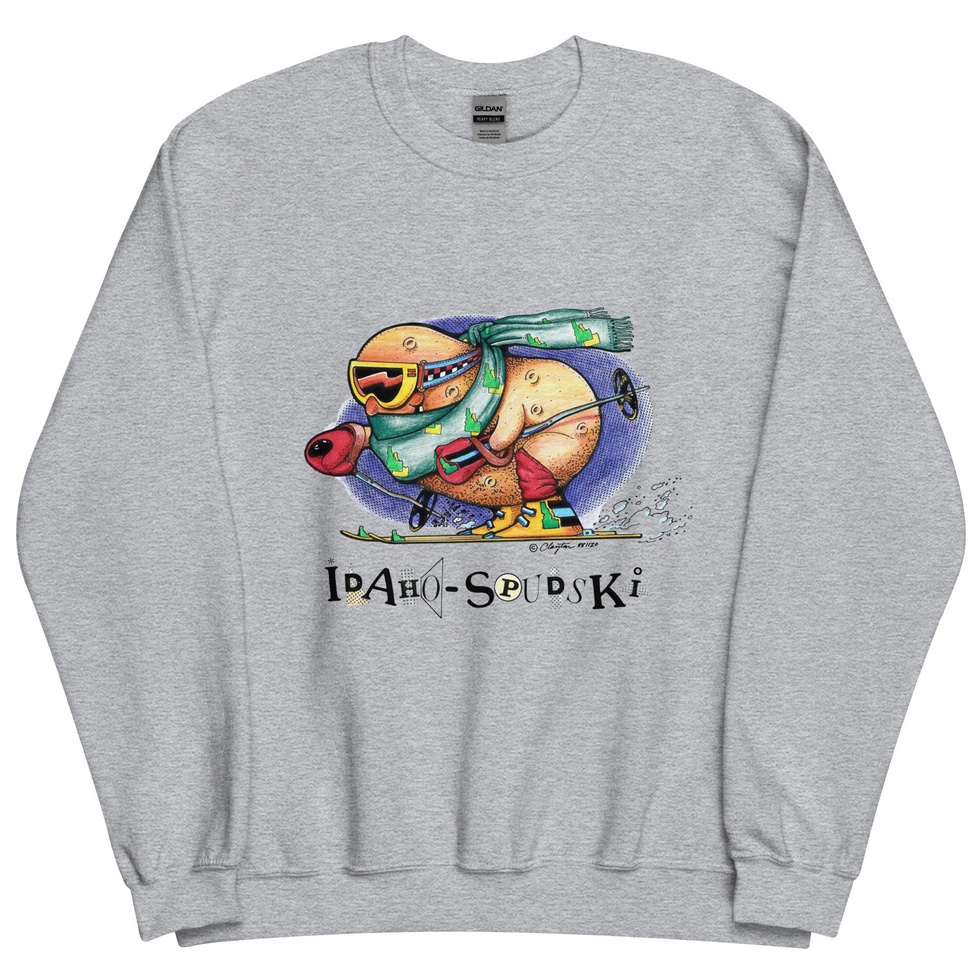 Idaho Potato Skiing Sweatshirt: Vintage Spudski Art