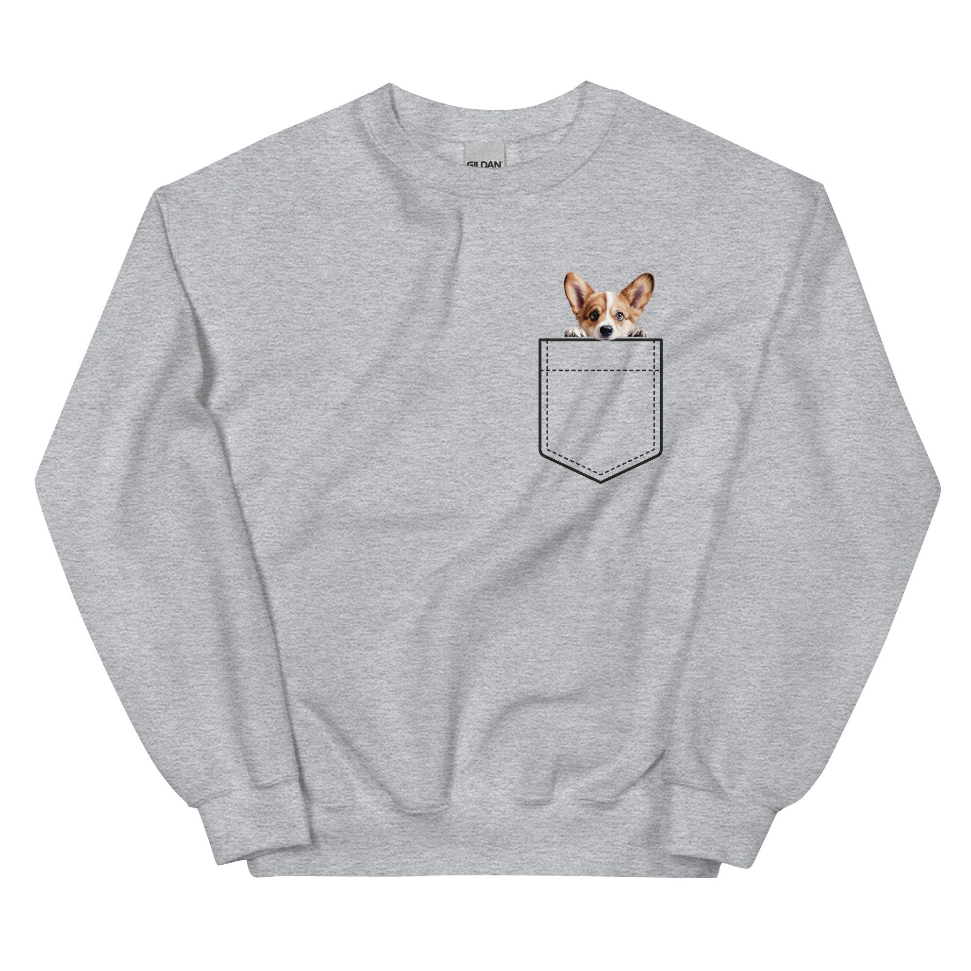 Personalized Corgi Pocket Sweatshirt, Dog Lover Gift