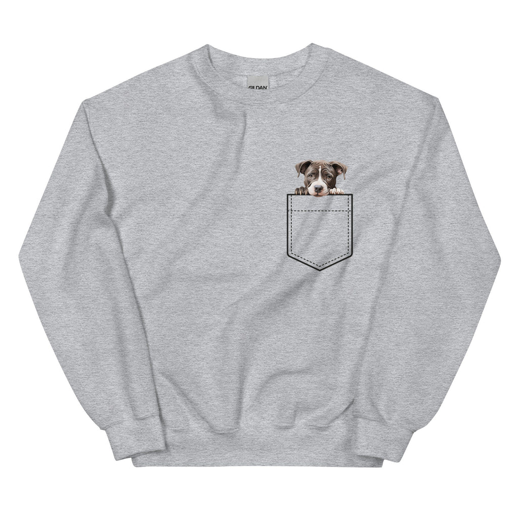 Personalized Pit Bull Sweatshirt: Puppy Pocket, Bully Mom/Dad Gift