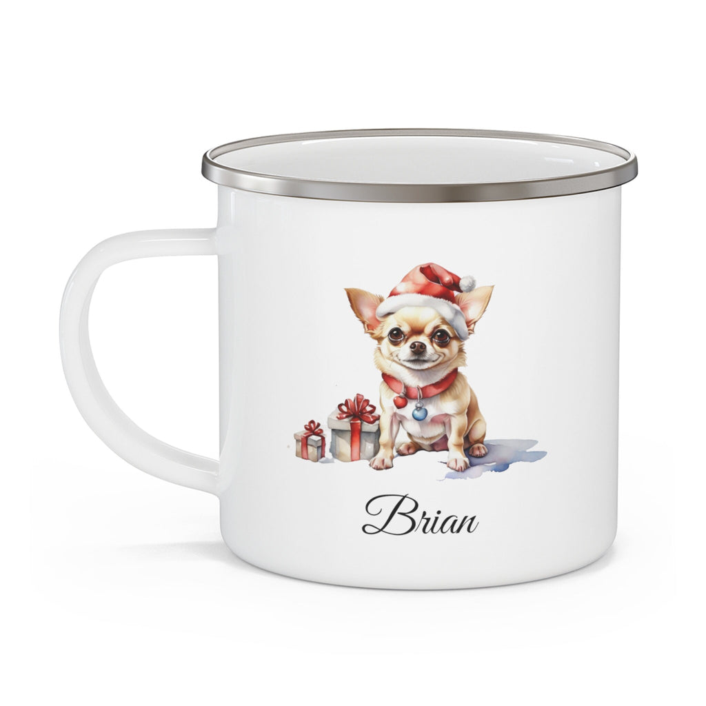 Personalized Mug for Kids non-breakable, enamel mug, hot chocolate mug, coffee mug for camping, cute Christmas puppies, gift for dog lover,