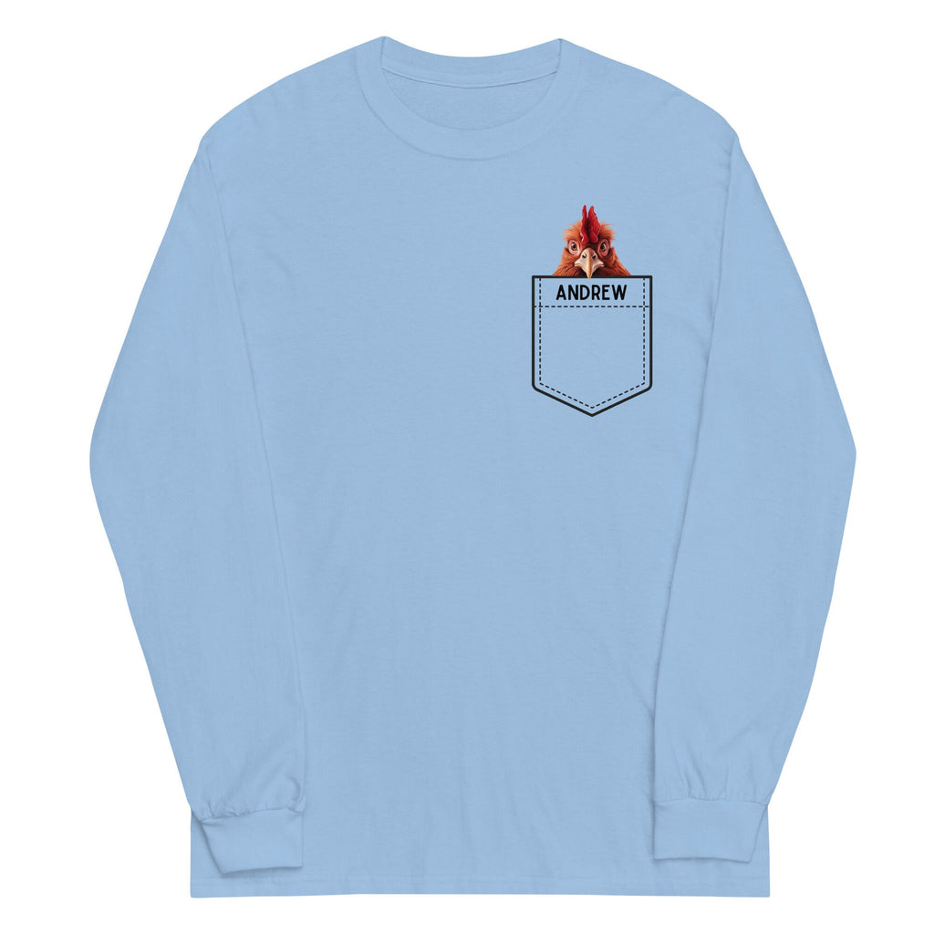 Funny Chicken Pocket Long Sleeve Shirt: Personalized Rooster Gift
