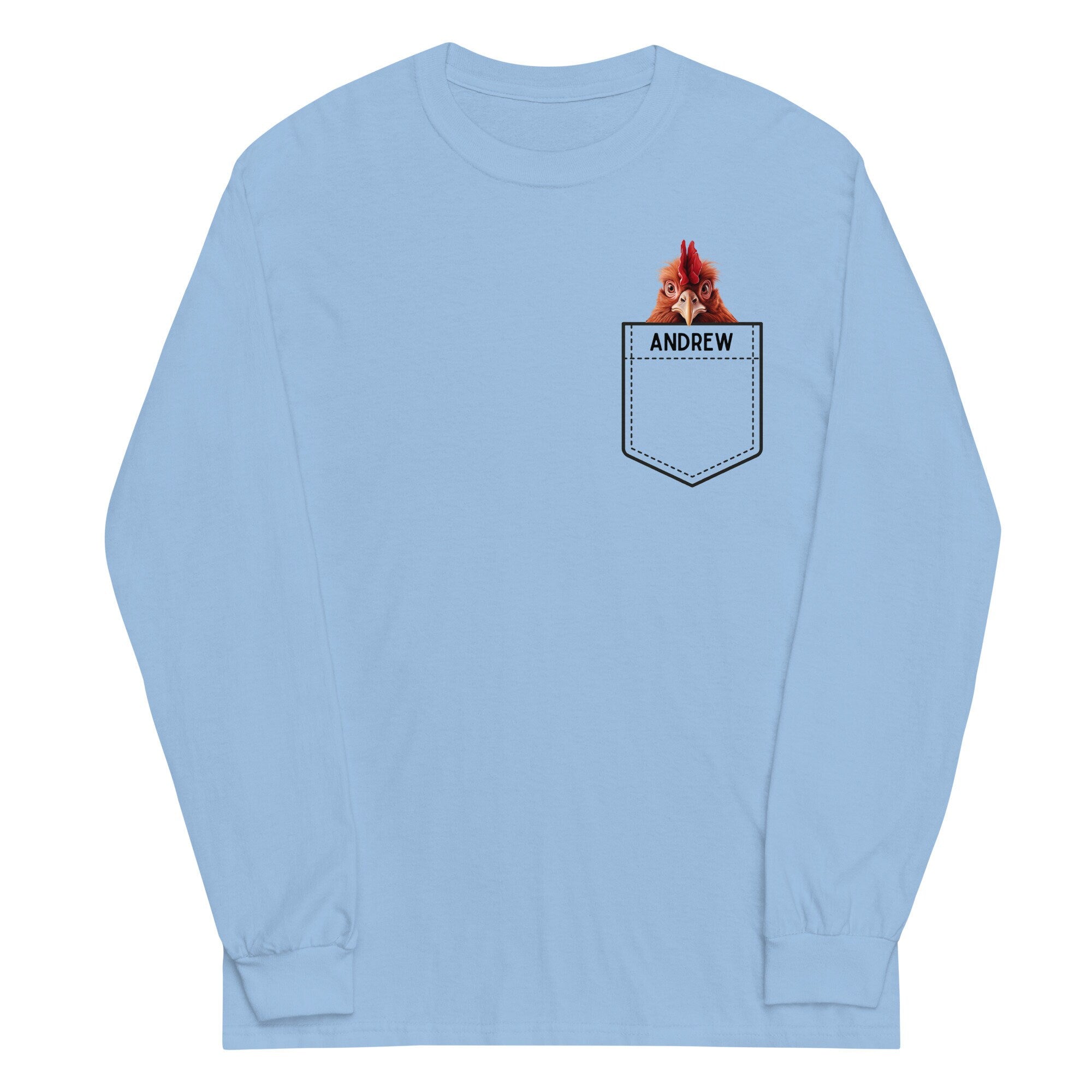 Funny Chicken Pocket Long Sleeve Shirt: Personalized Rooster Gift