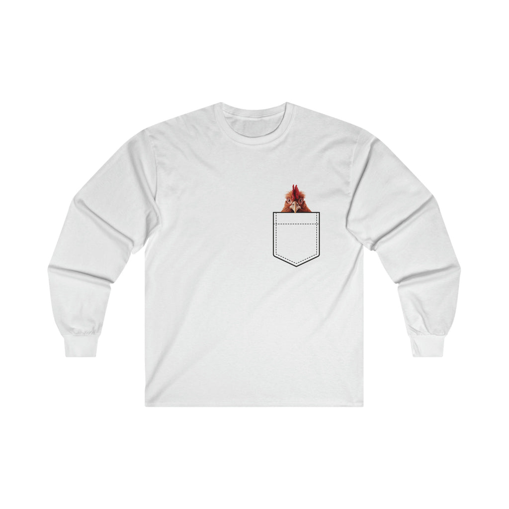 Personalized Chicken shirt, mens funny chicken long sleeve t-shirt, gift for chicken farmer, gift for chicken lover, Cotton Long Sleeve Tee