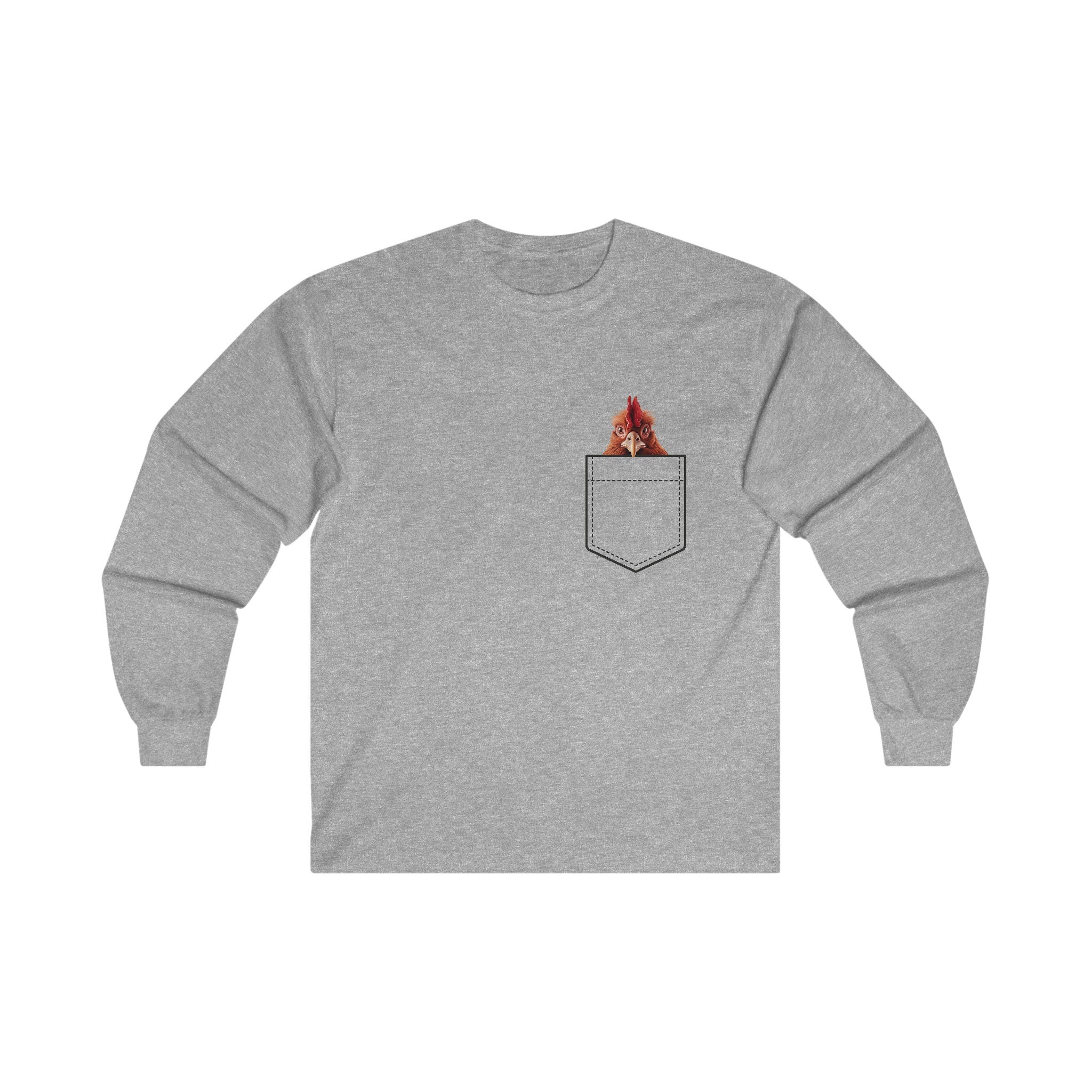 Personalized Chicken shirt, mens funny chicken long sleeve t-shirt, gift for chicken farmer, gift for chicken lover, Cotton Long Sleeve Tee