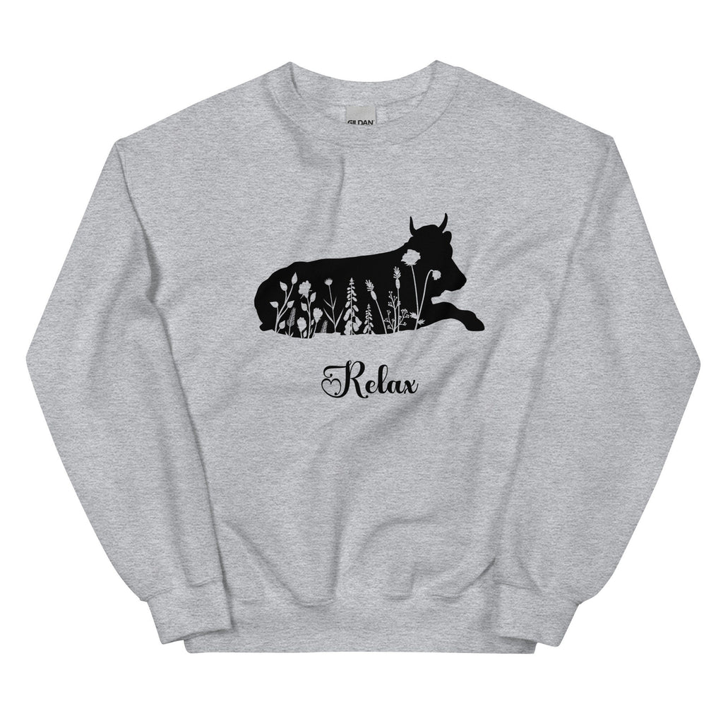Wildflowers Cow Sweatshirt: Relax Gildan Pullover