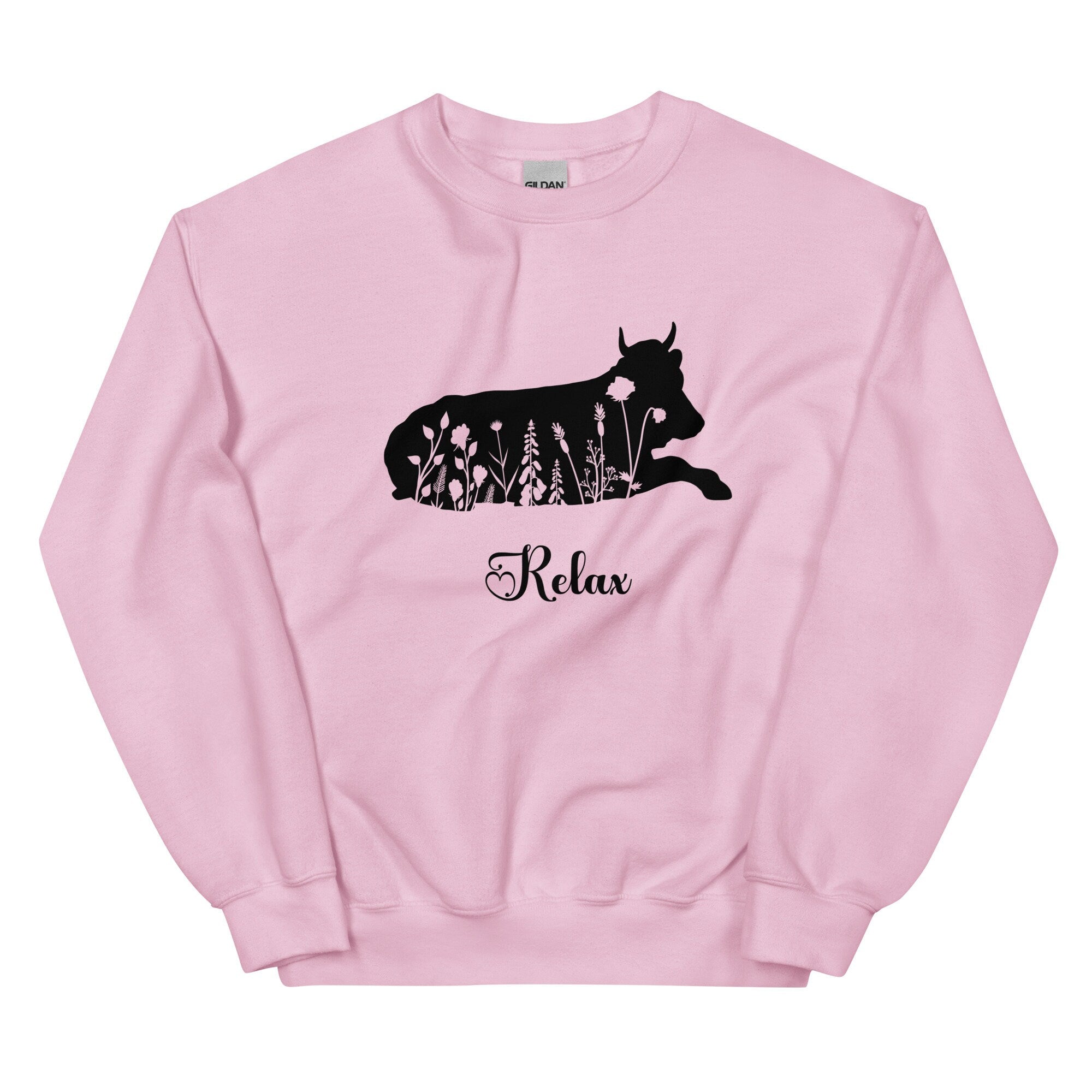 Wildflowers Cow Sweatshirt: Relax Gildan Pullover