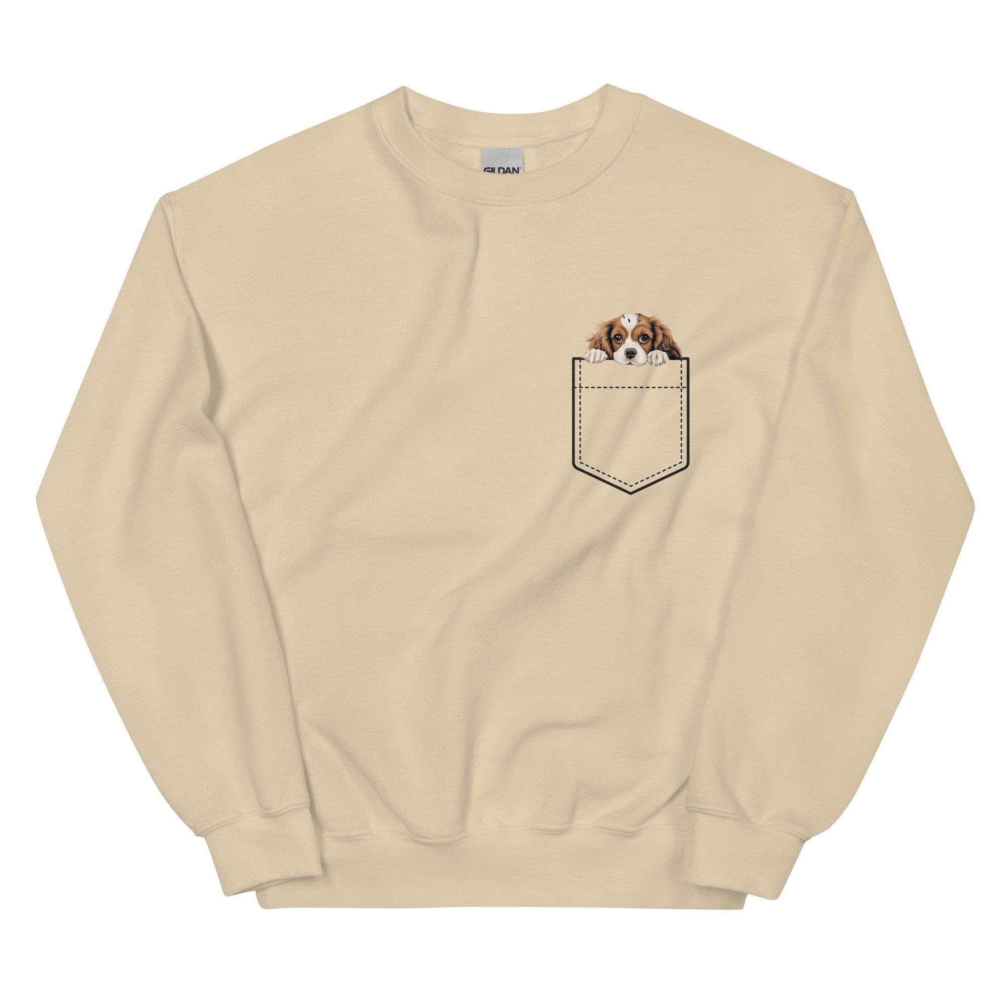 Cavalier King Charles Spaniel Puppy Sweatshirt personalize name Faux Pocket Cavalier hoodie