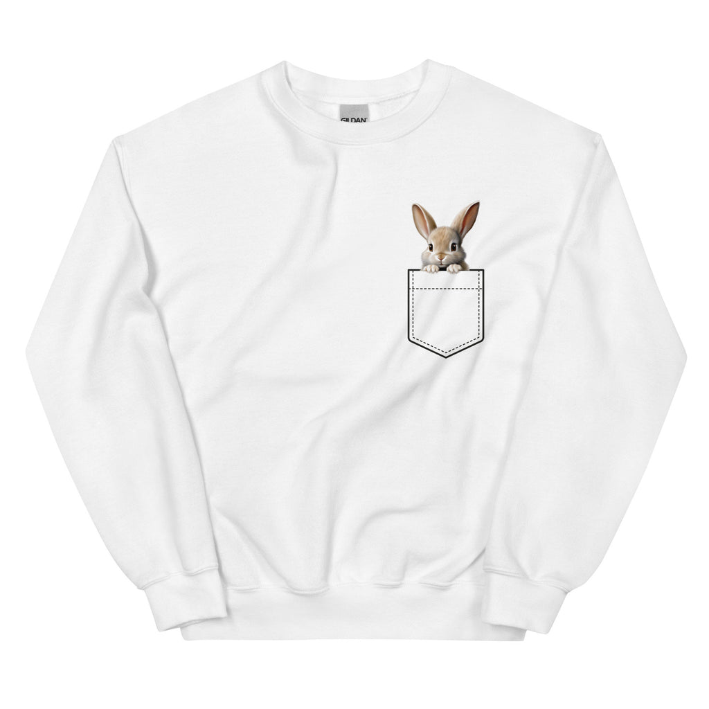 Bunny Pocket Sweatshirt, bunny faux pocket Gildan Sweatshirt, Personalized name option Rabbit Sweatshirt