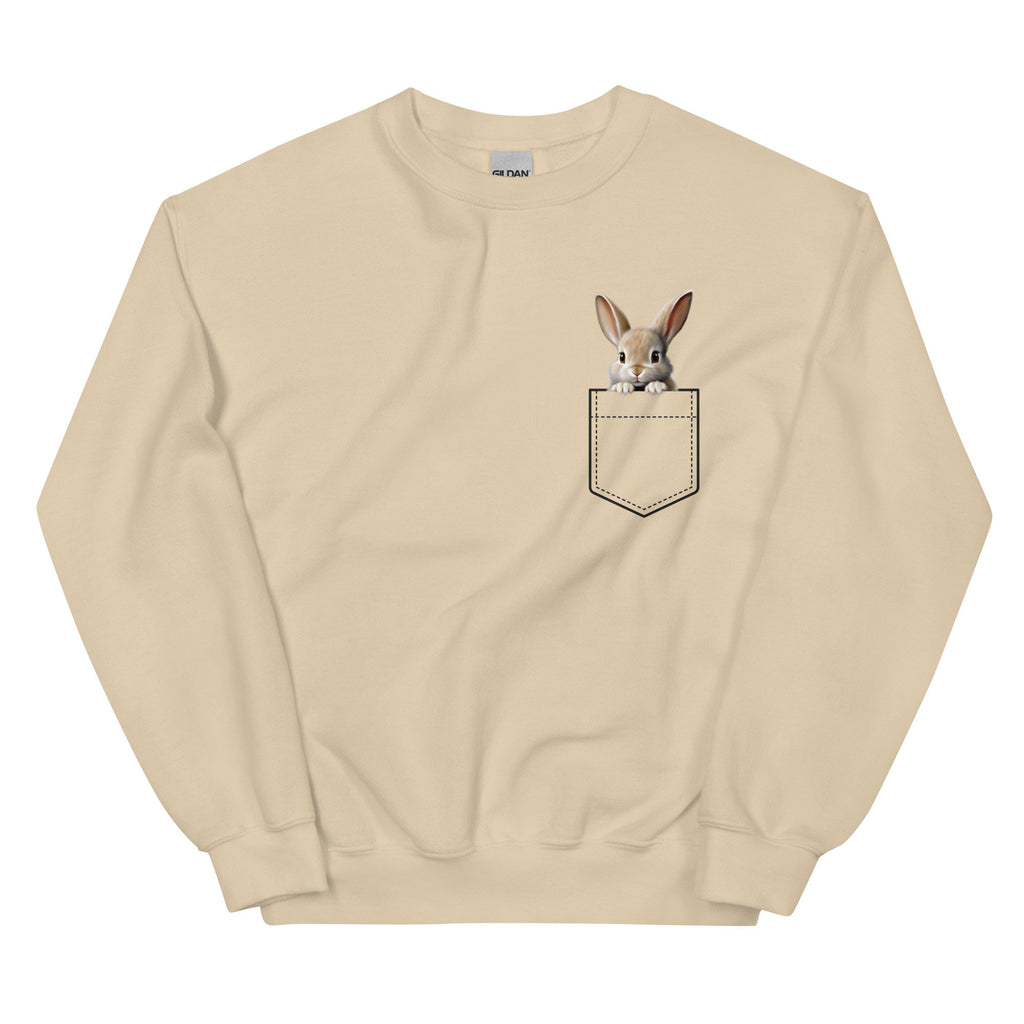 Bunny Pocket Sweatshirt, bunny faux pocket Gildan Sweatshirt, Personalized name option Rabbit Sweatshirt