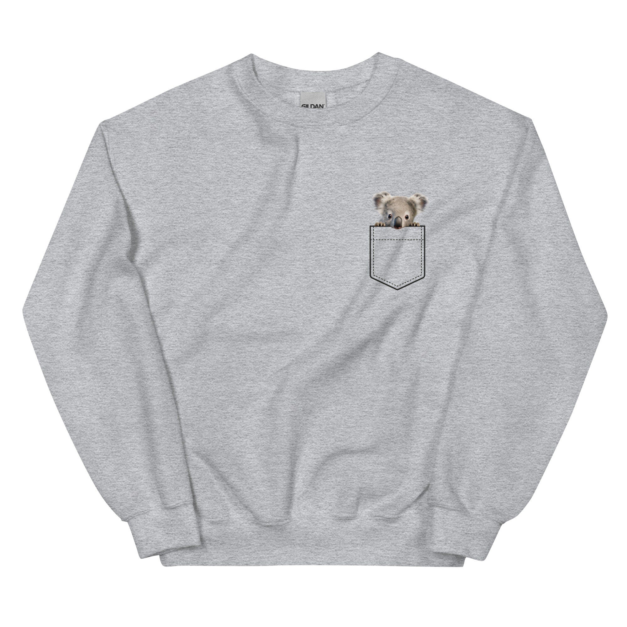 Koala Sweatshirt, Faux Pocket Personalized Animal Hoodie
