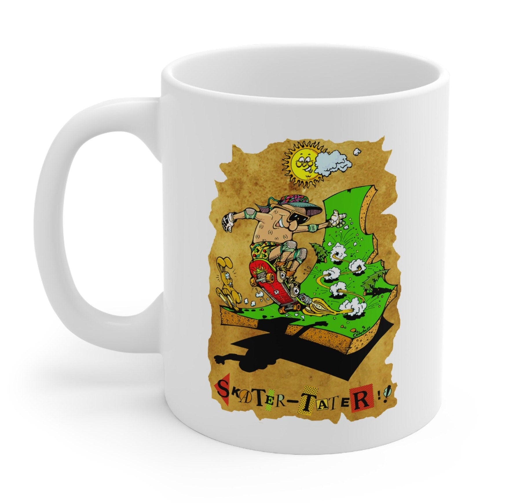 Idaho Skater Tater Mug: Funny Potato Art, 11oz Ceramic Mug