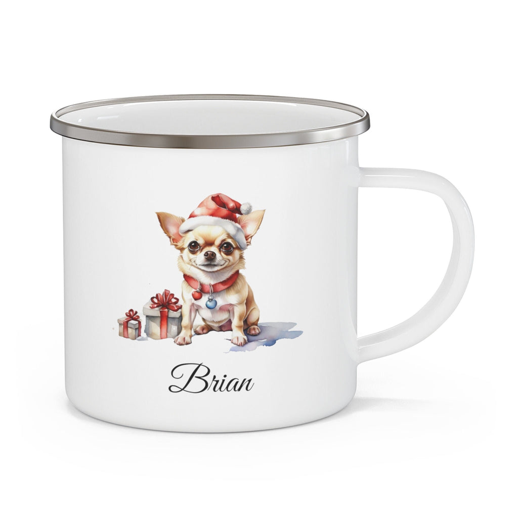 Personalized Mug for Kids non-breakable, enamel mug, hot chocolate mug, coffee mug for camping, cute Christmas puppies, gift for dog lover,