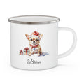 Personalized Mug for Kids non-breakable, enamel mug, hot chocolate mug, coffee mug for camping, cute Christmas puppies, gift for dog lover,